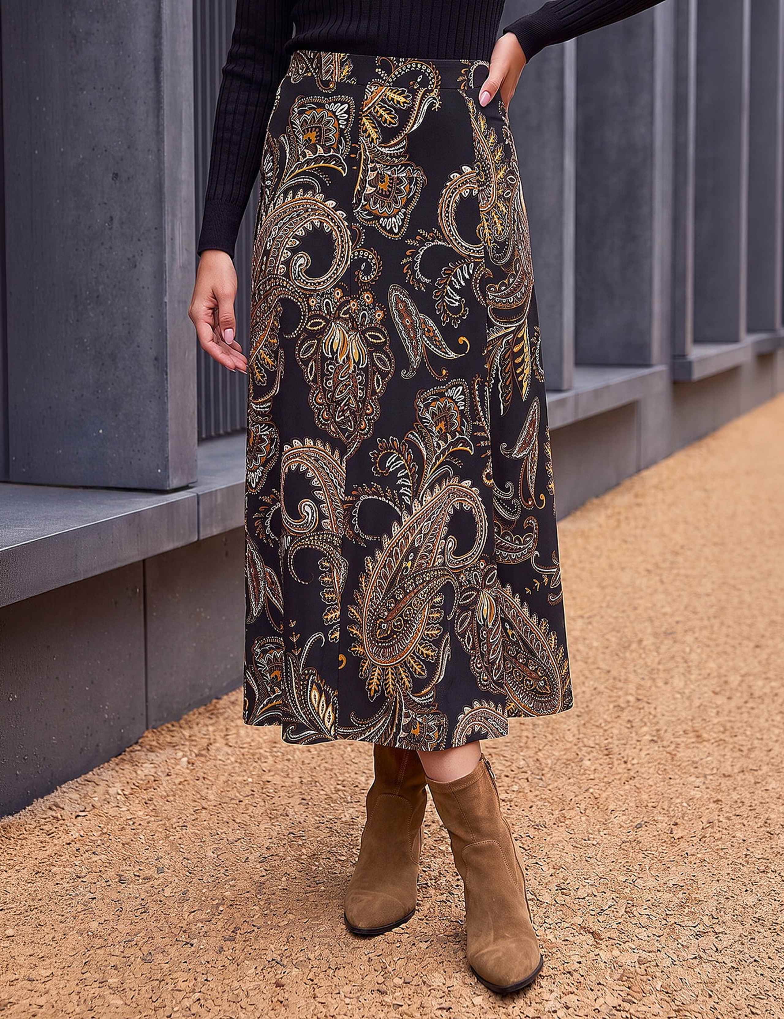 Paisley Print A-Line Skirt