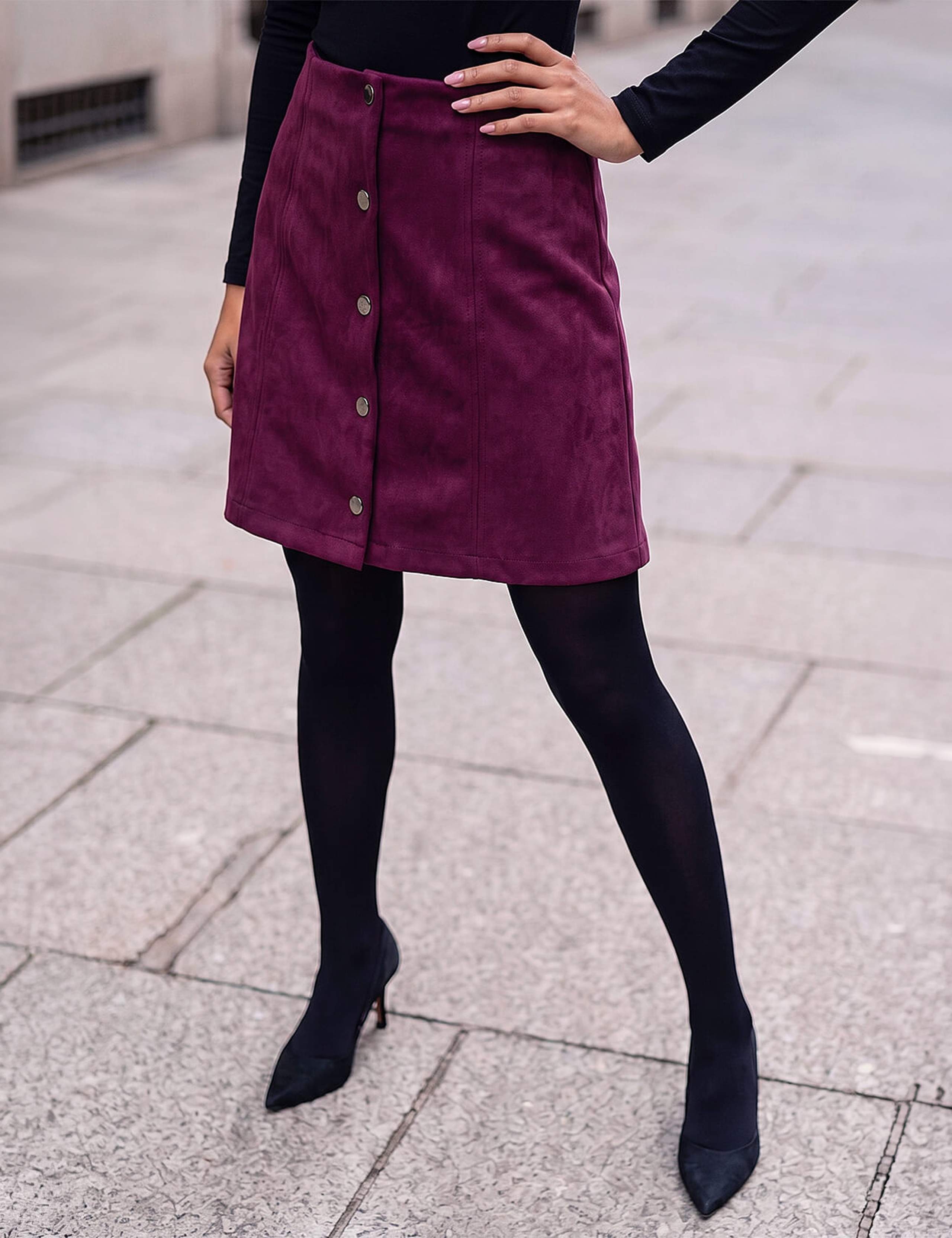 Petite A-Line Faux Suede Skirt