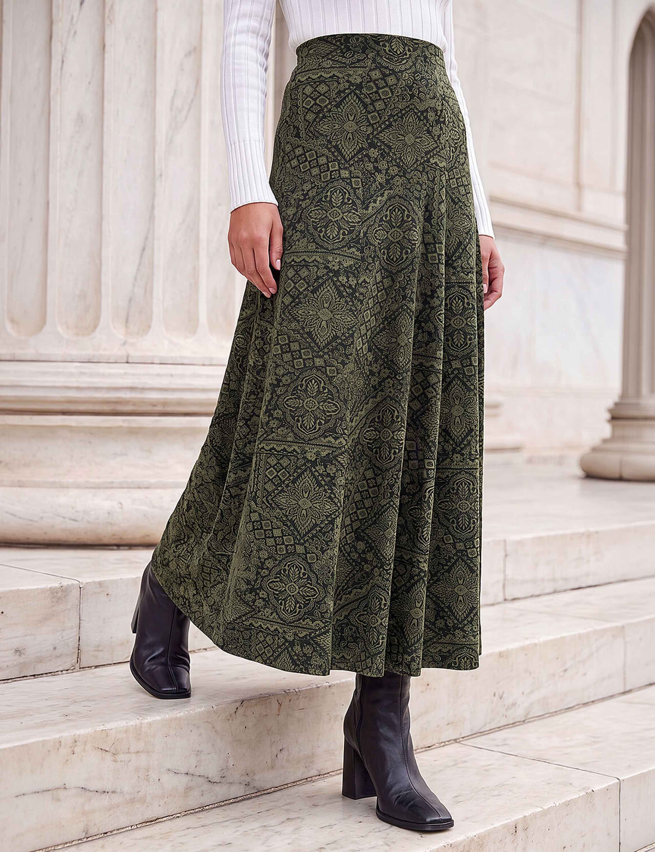 Abstract Print Midi Skirt