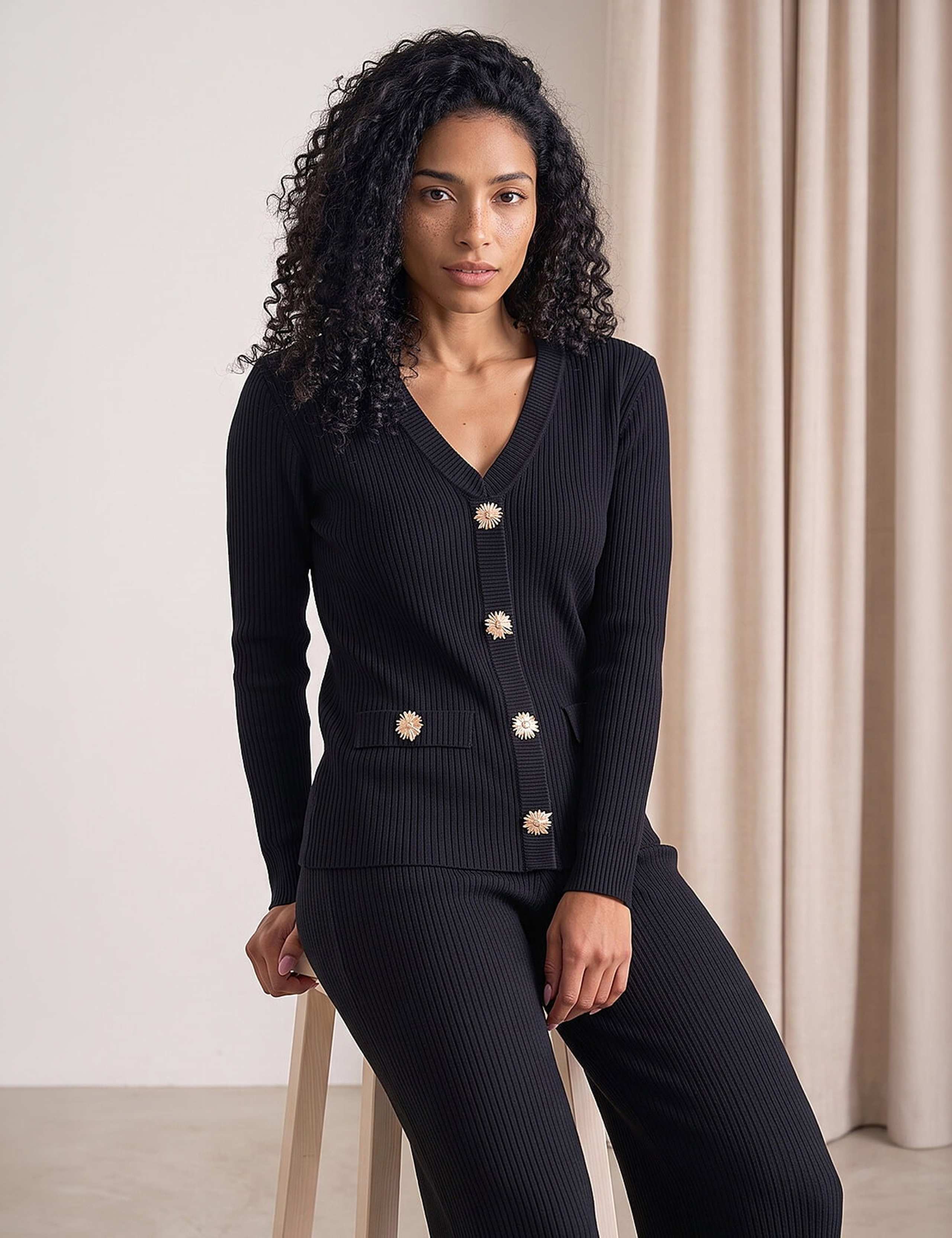 Button Detail Knitted Top