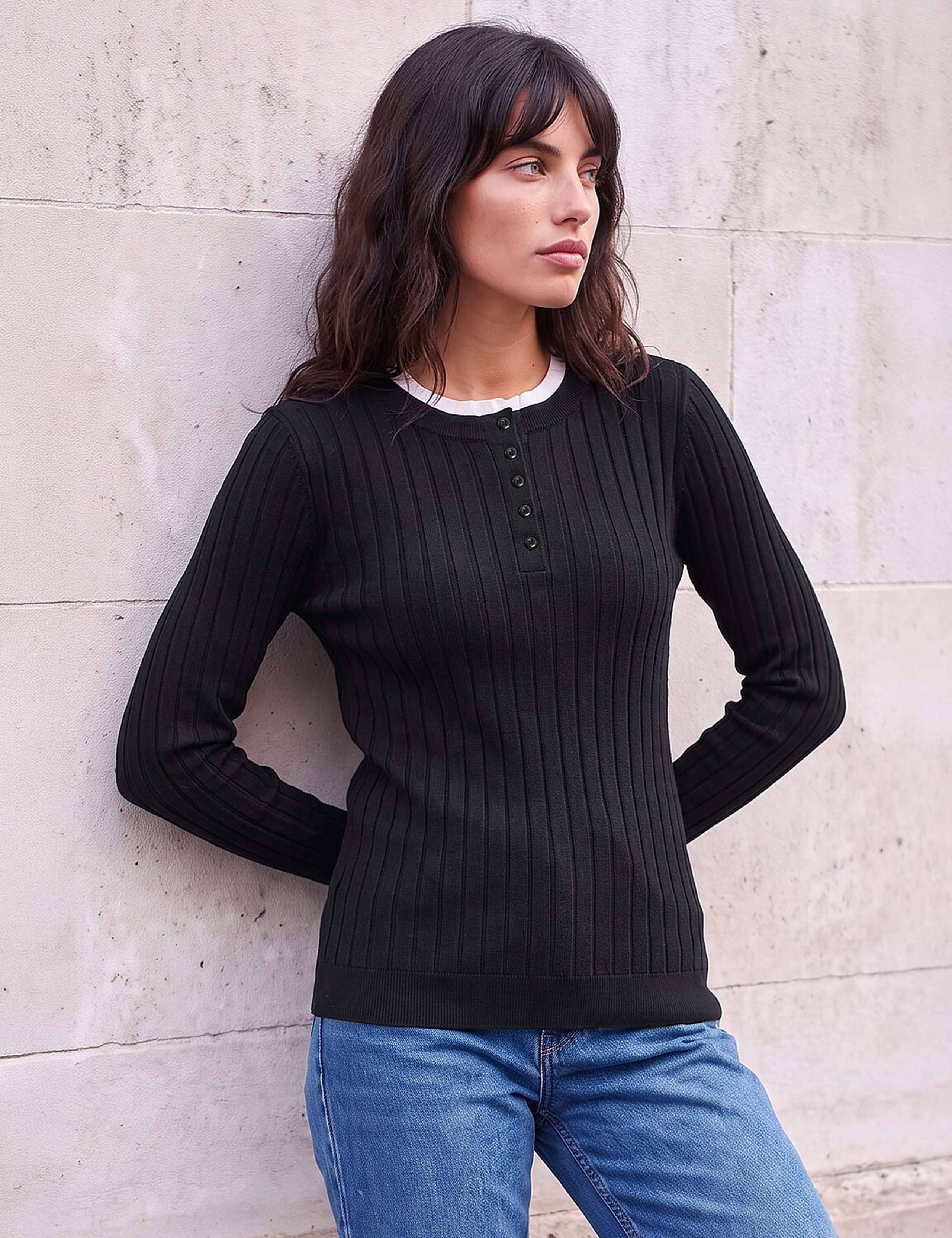 Ribbed Double Mock Henley Top