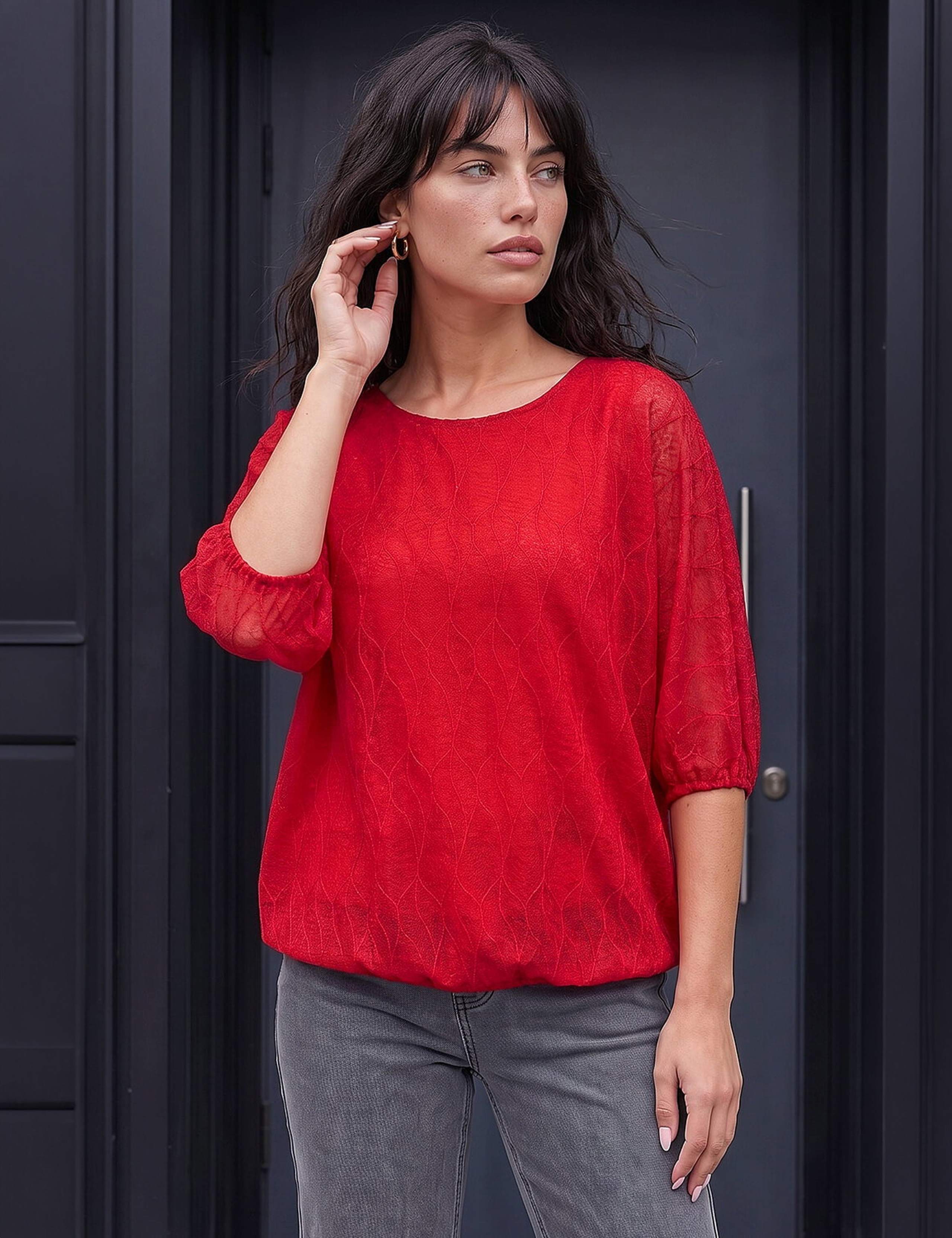 Mesh Bubble Hem Top