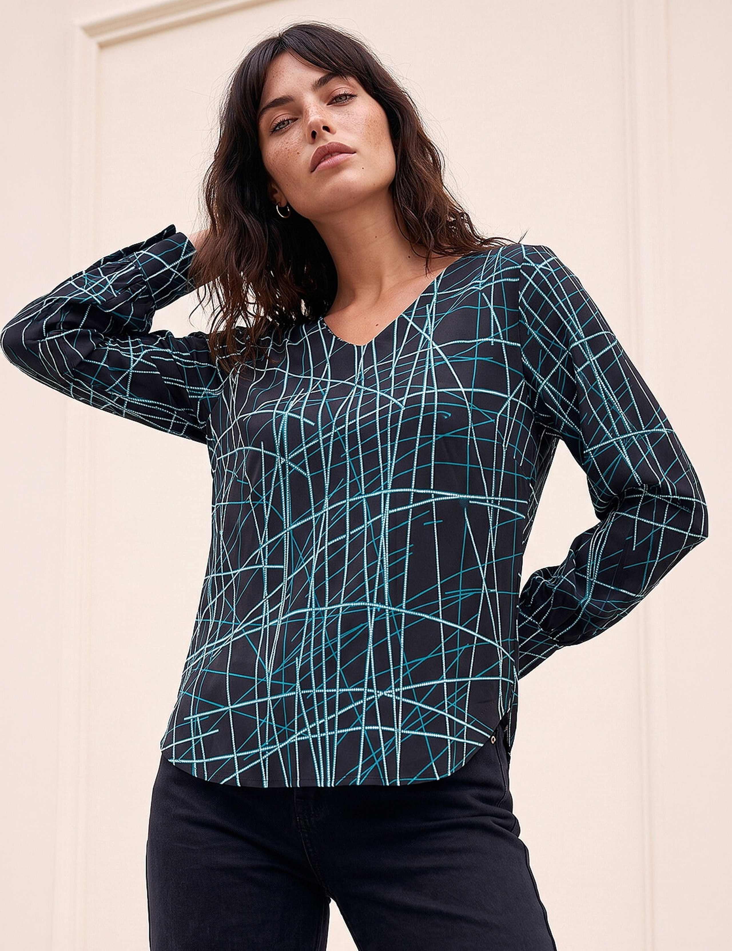Printed V Neck Top