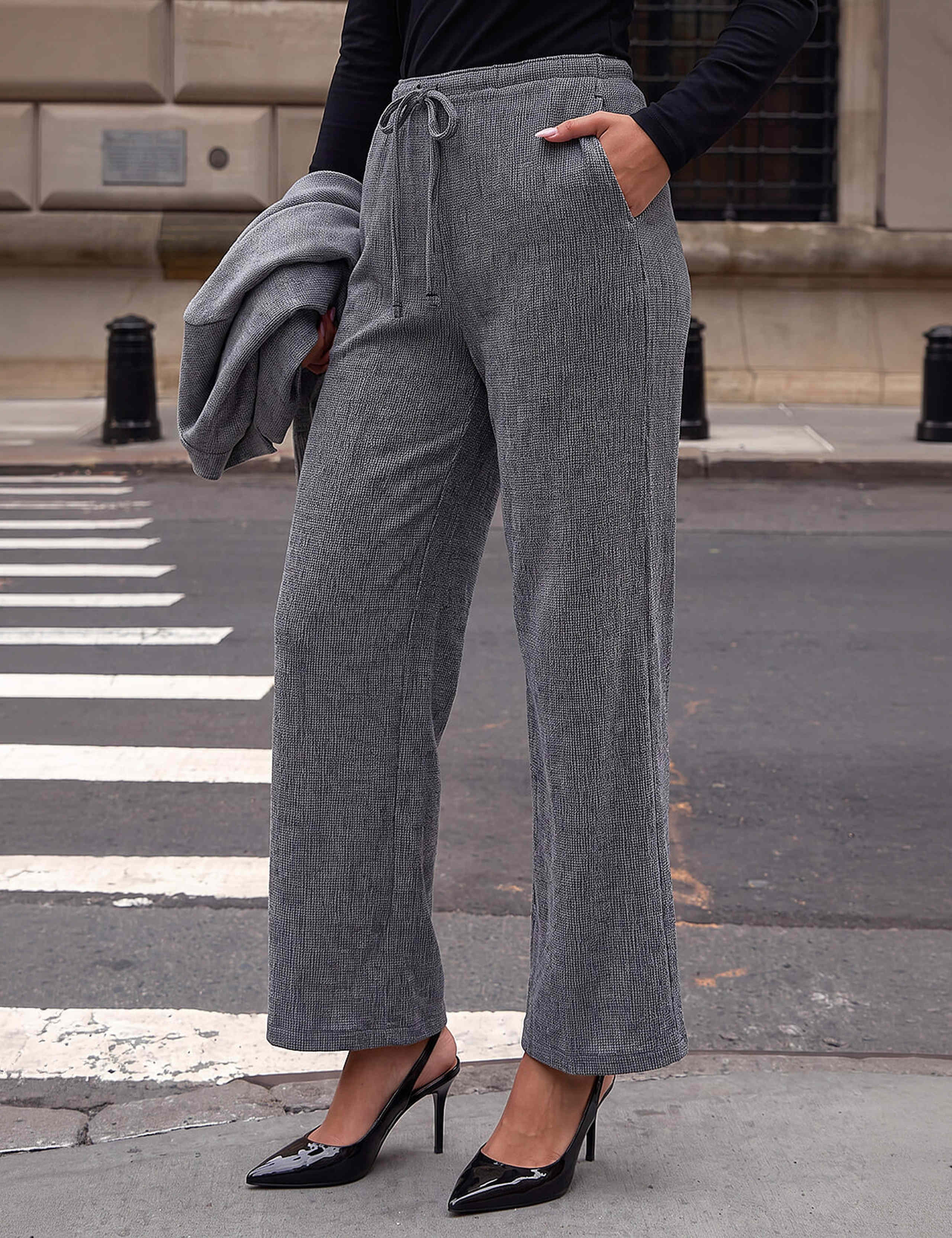 Textured Trousers with Stretch