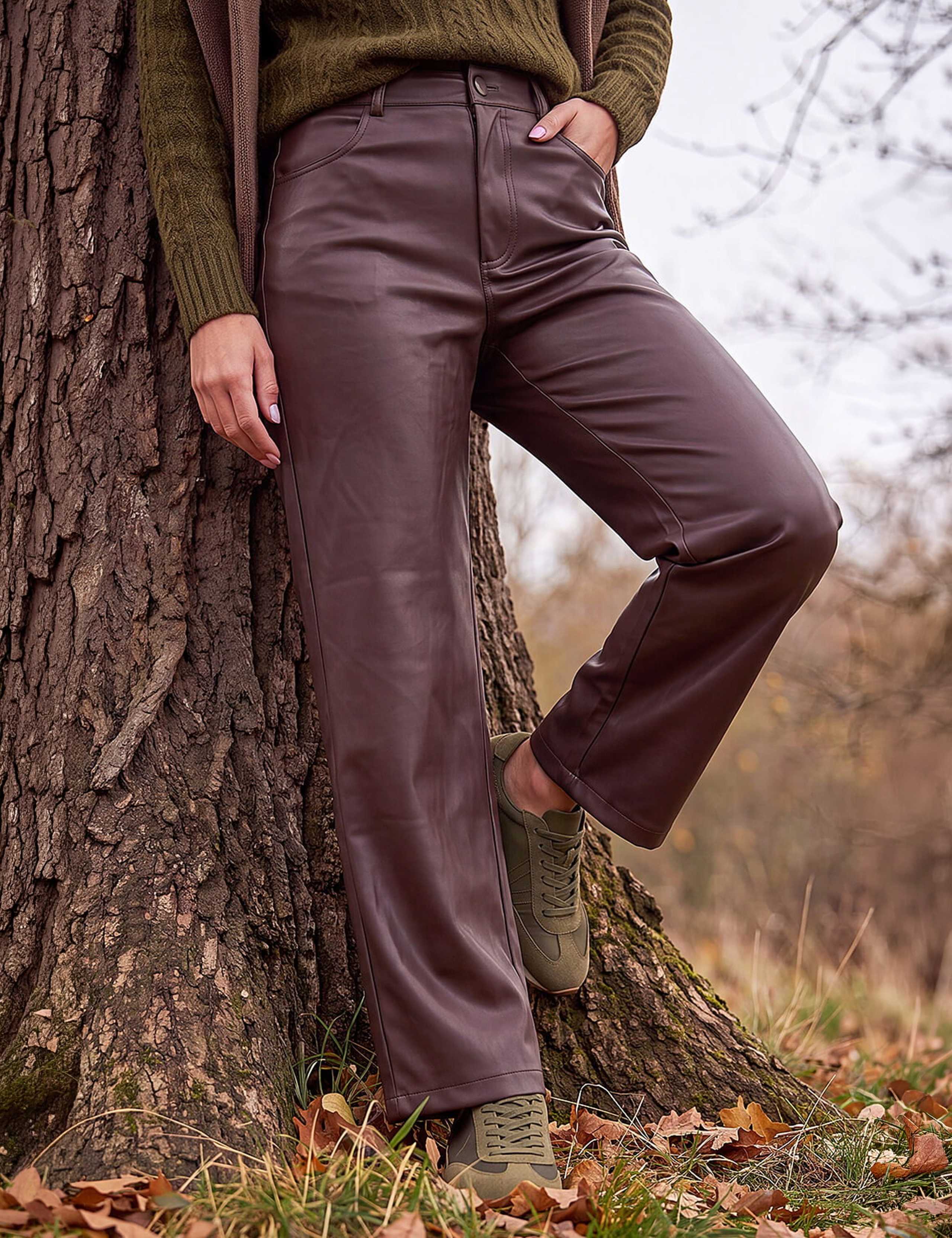 Coated Vinyl Straight Leg Jeans