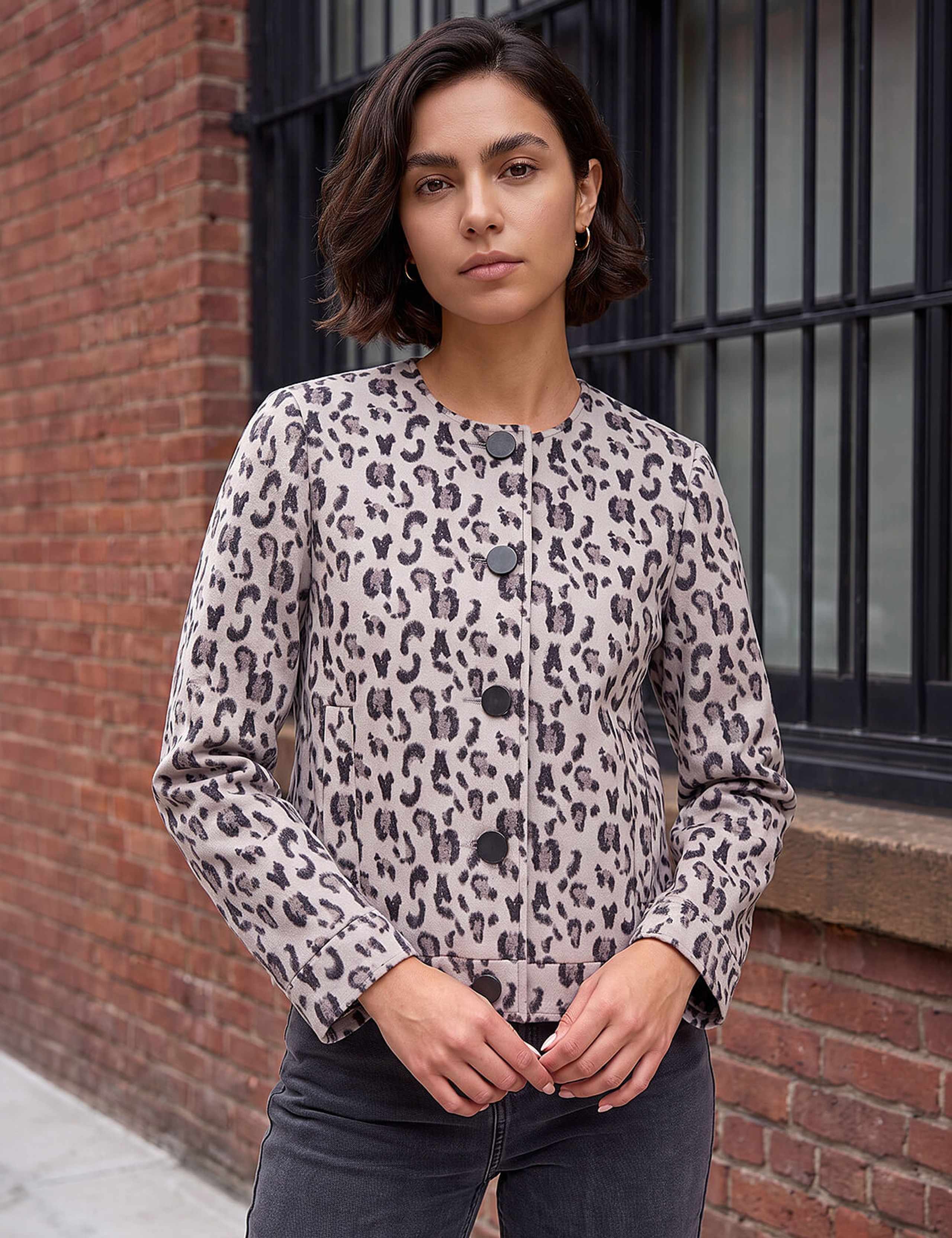 Animal Print Buttoned Jacket