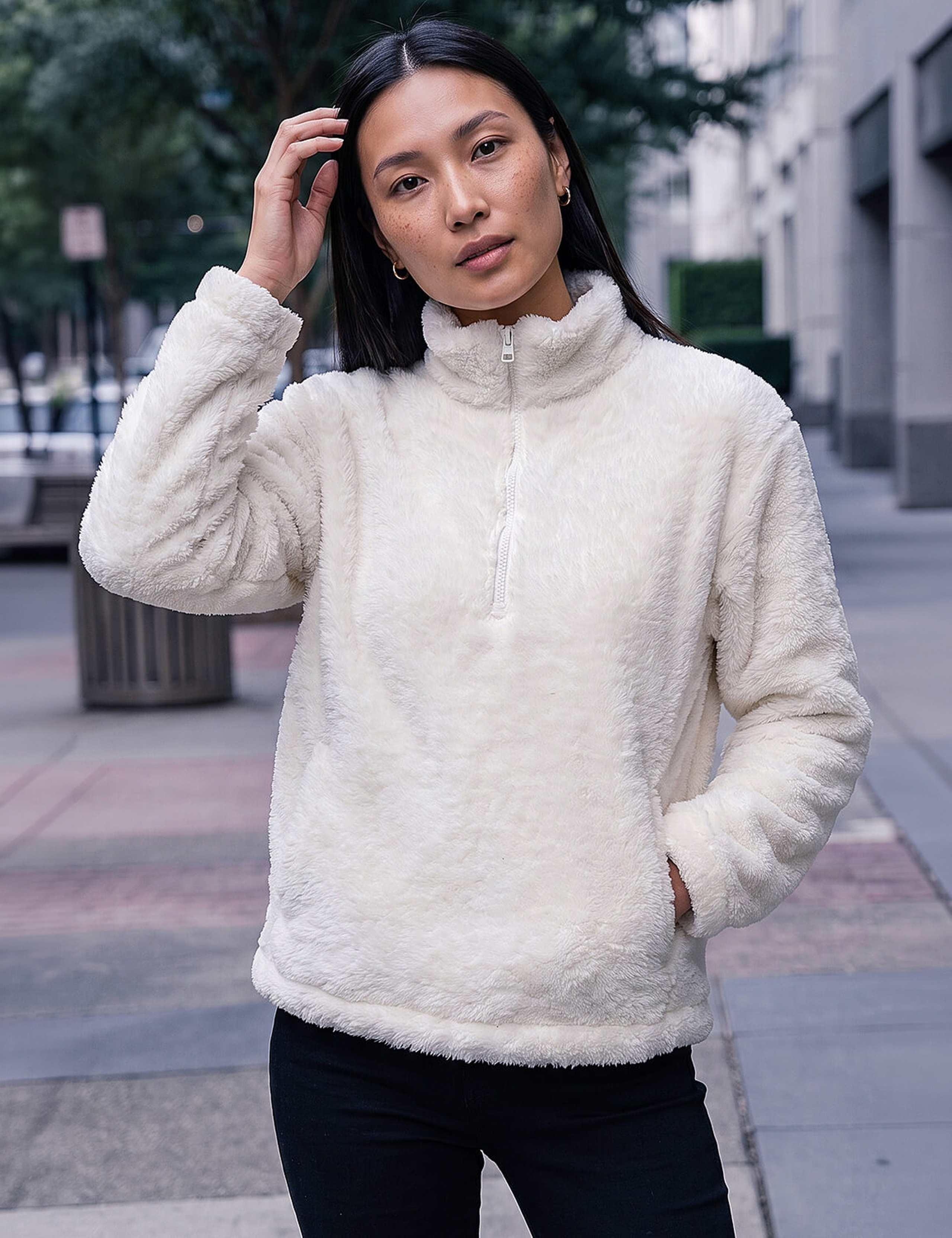 Sherpa Zip Neck Cropped Jacket
