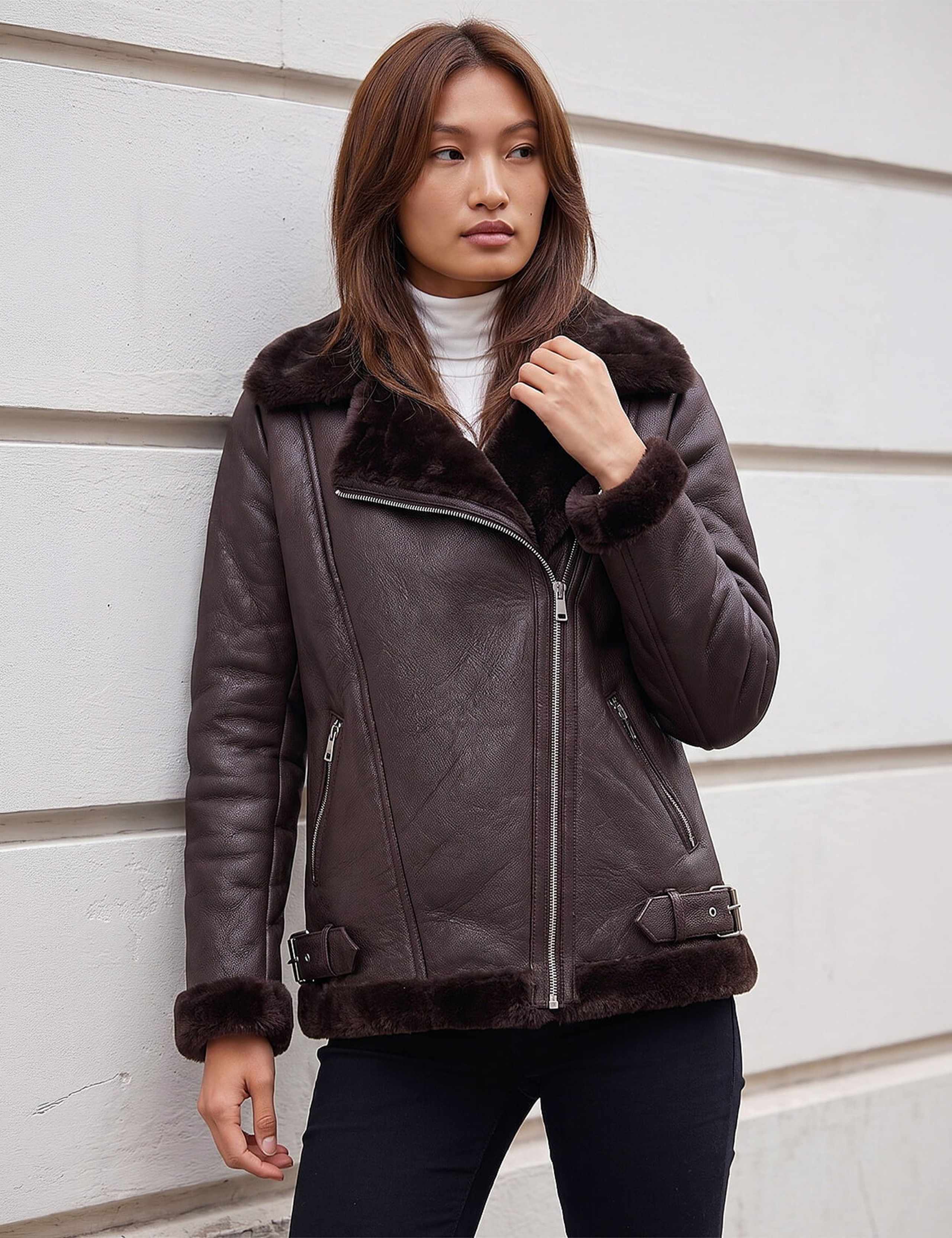 Faux Fur Cropped Aviator Jacket