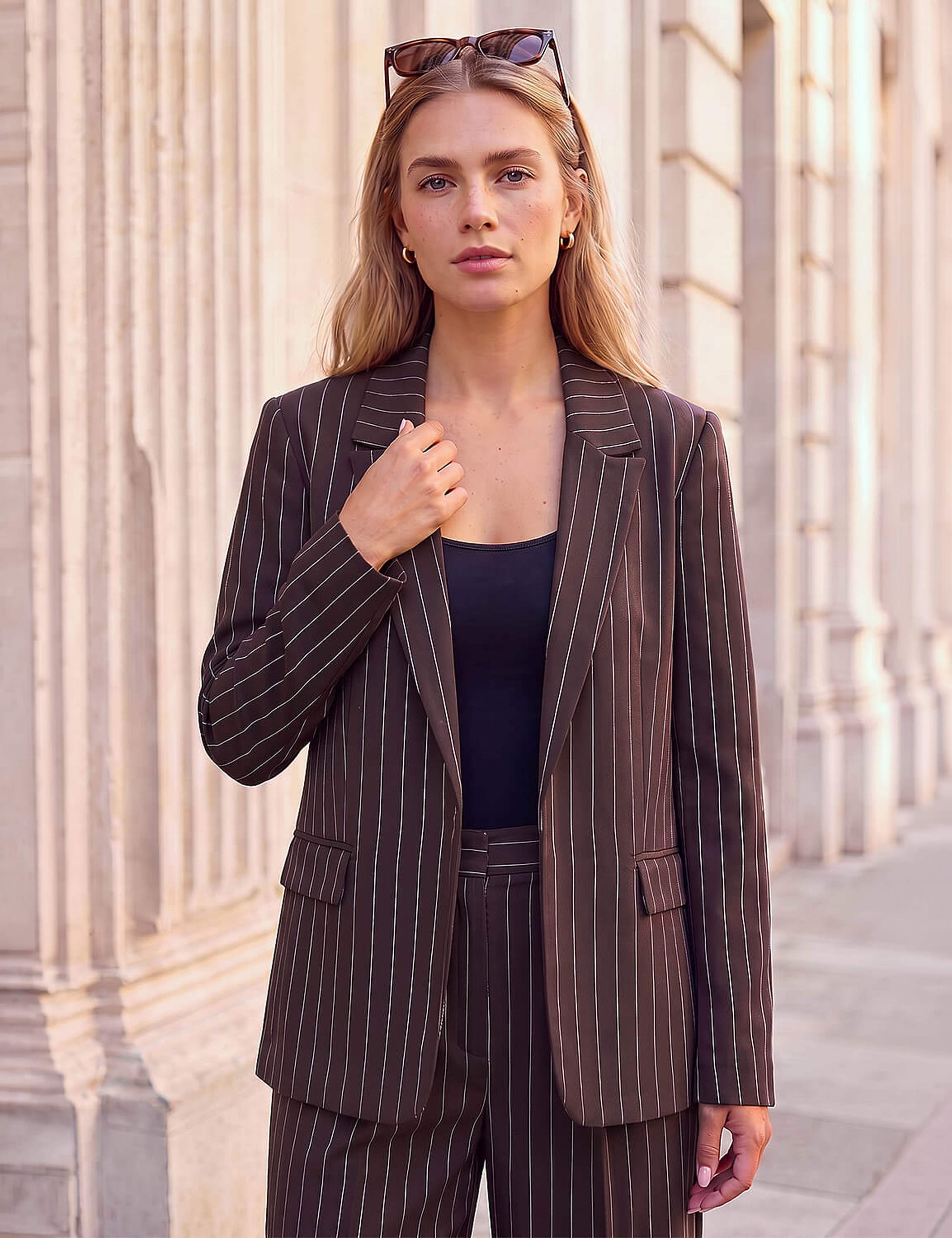 Pinstriped Cropped Jacket
