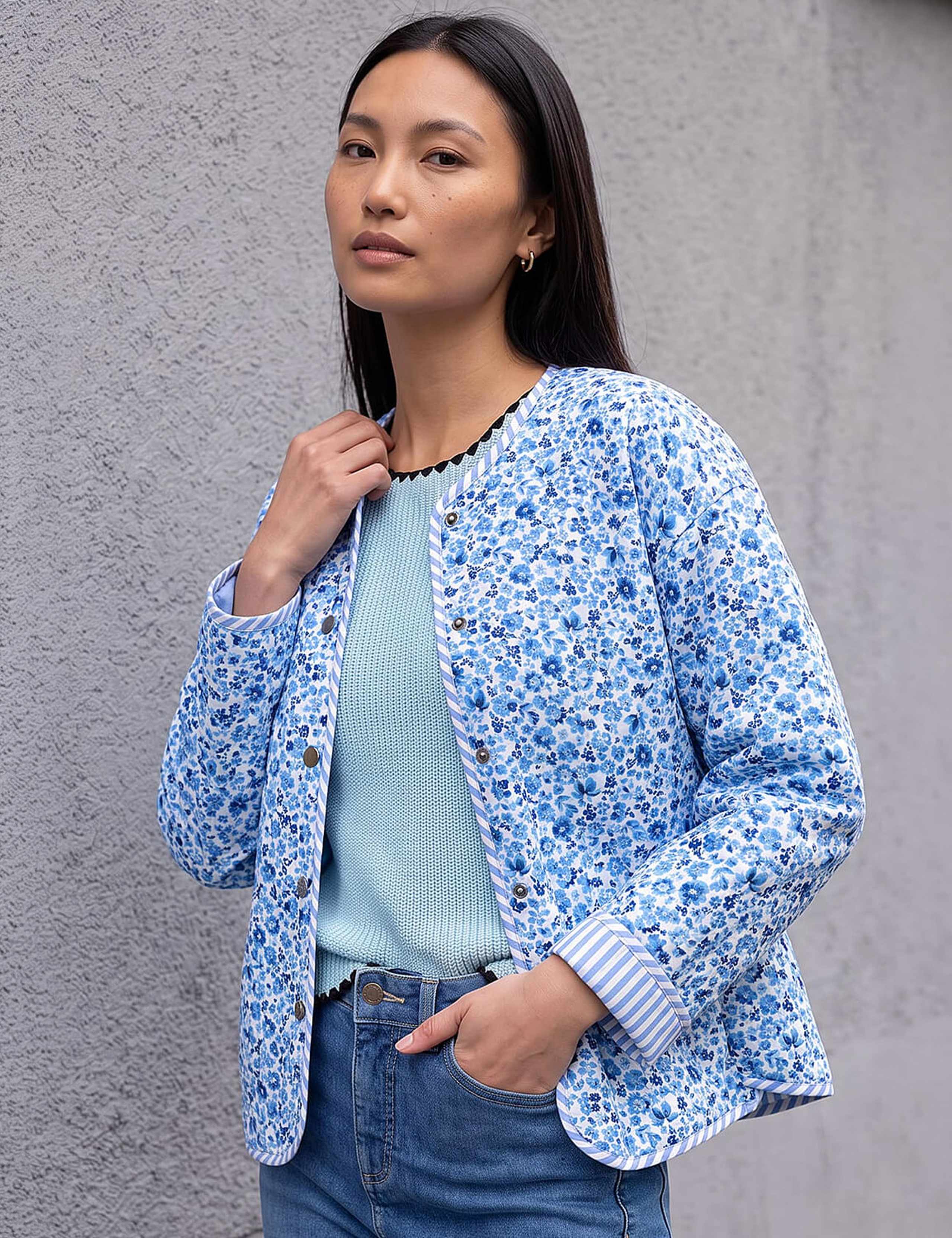Pure Cotton Floral Quilted Jacket