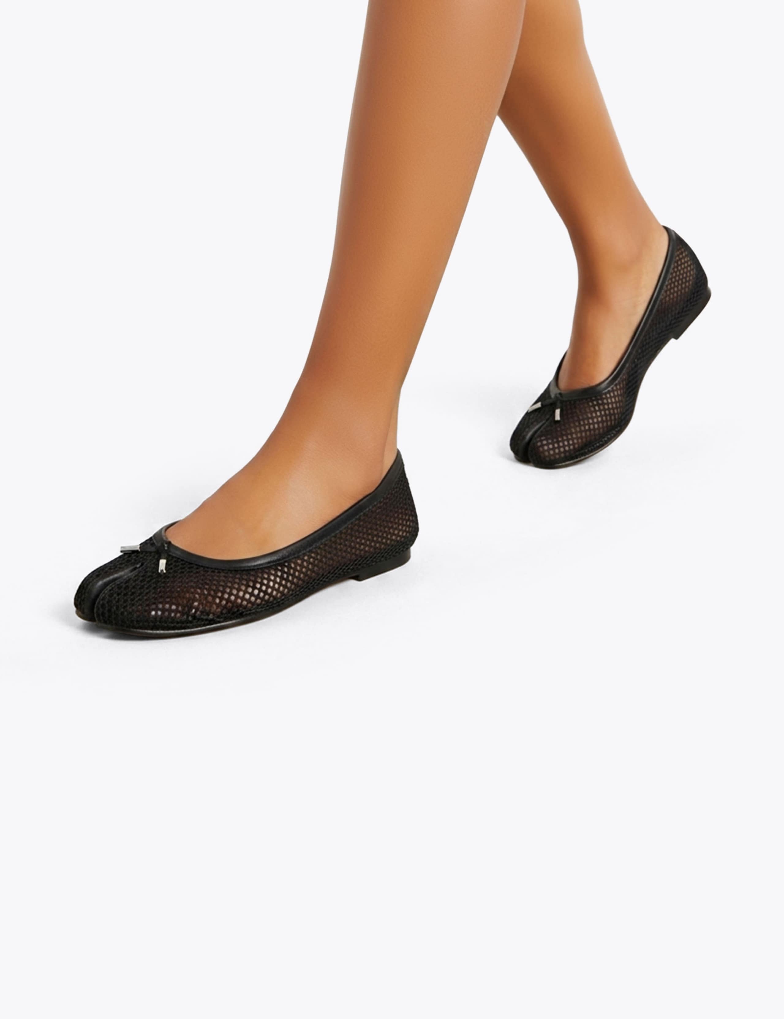 Calico Mesh Detail Ballet Pumps