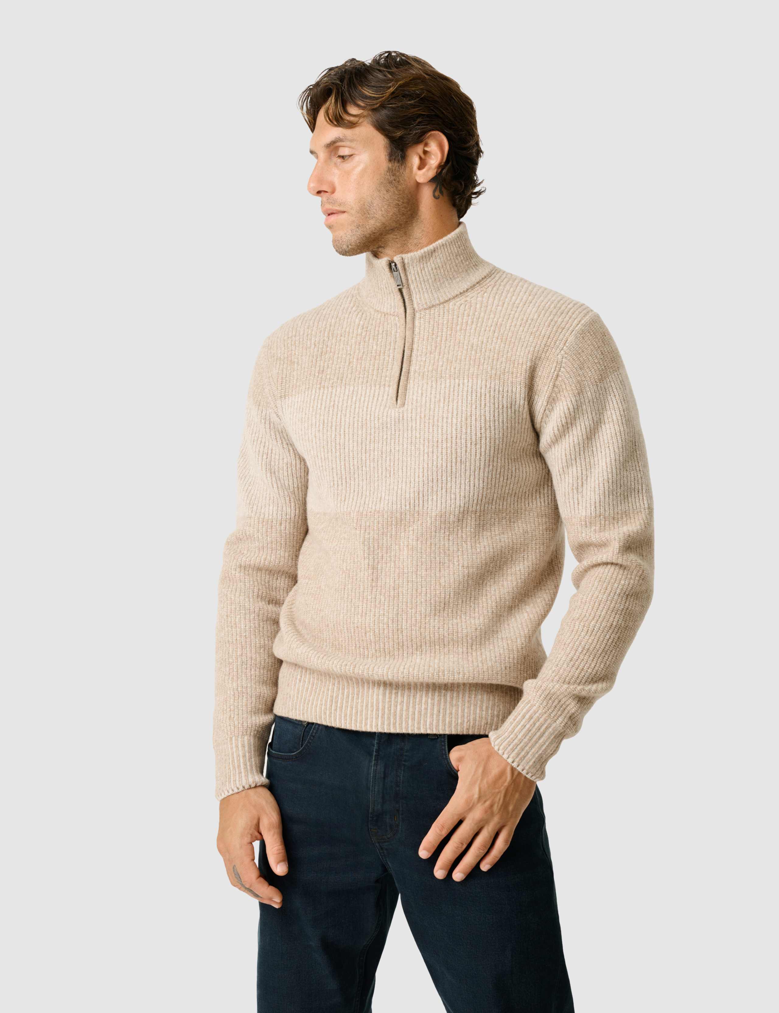 Hudson Pure Wool Funnel Neck Zip Up Jumper