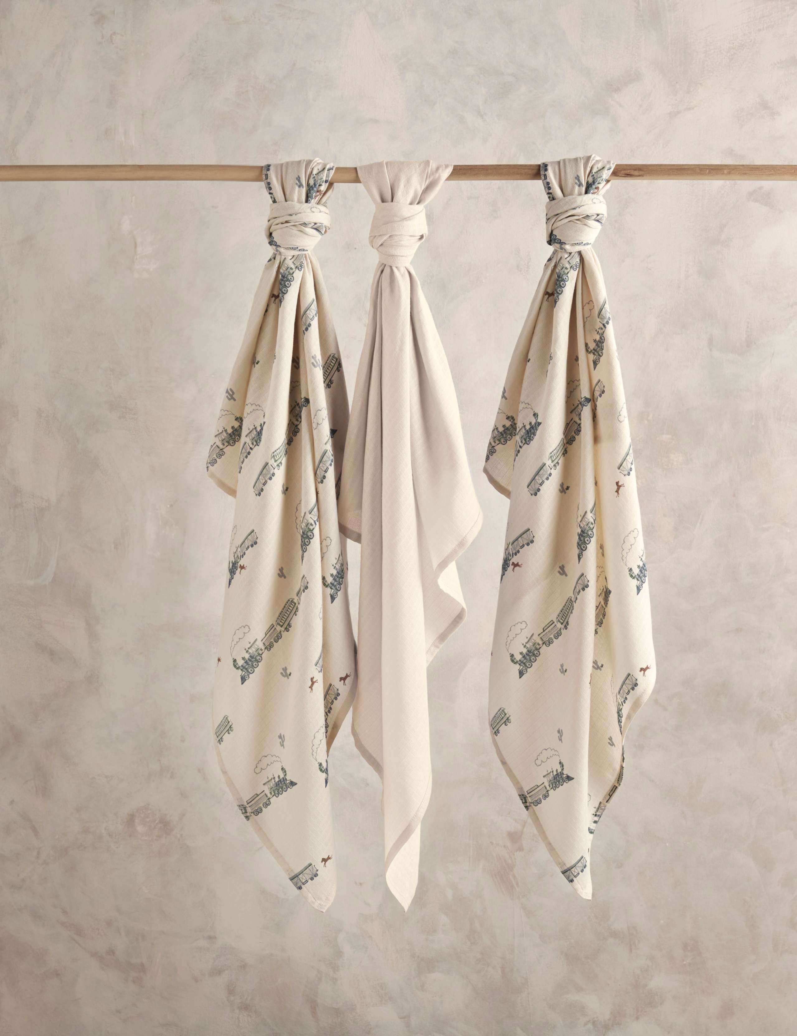 3 Pack Pure Cotton Large Train Muslin Squares