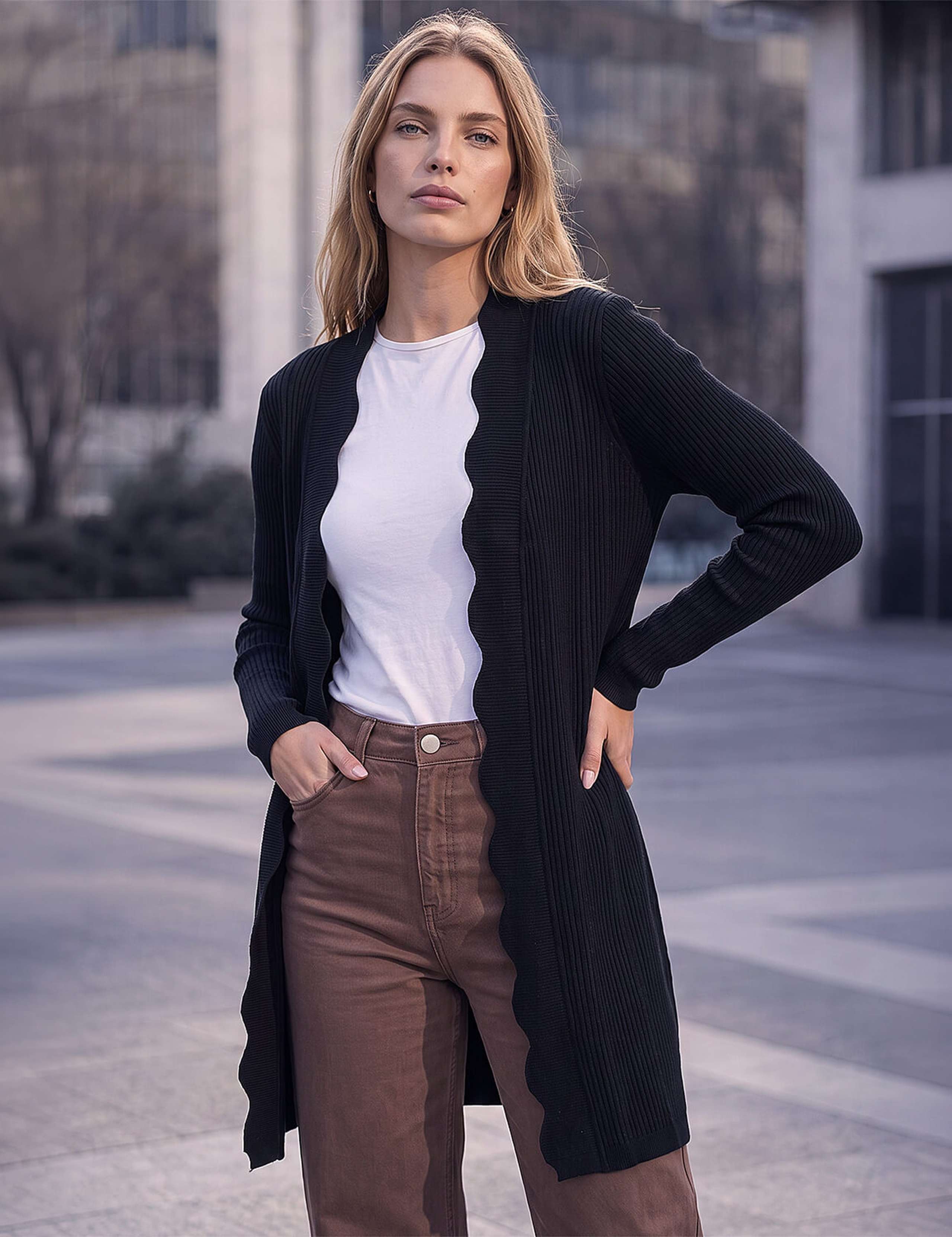 Rib Scallop Cardigan
