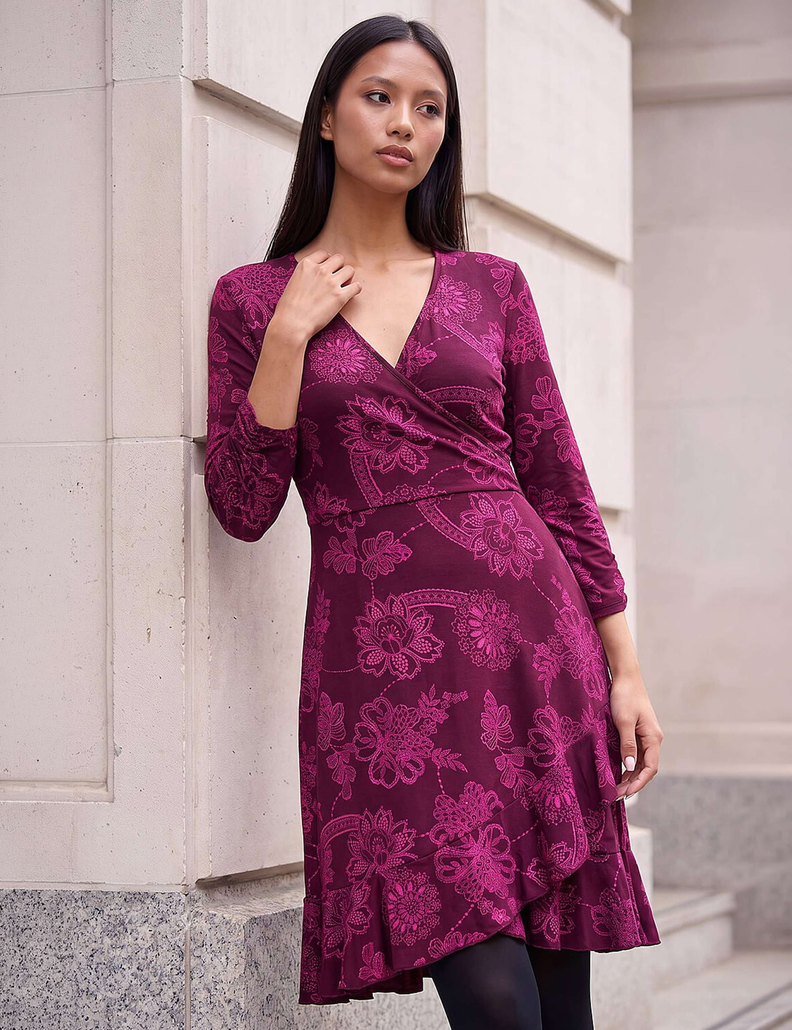 Floral Frill Wrap Mini Dress