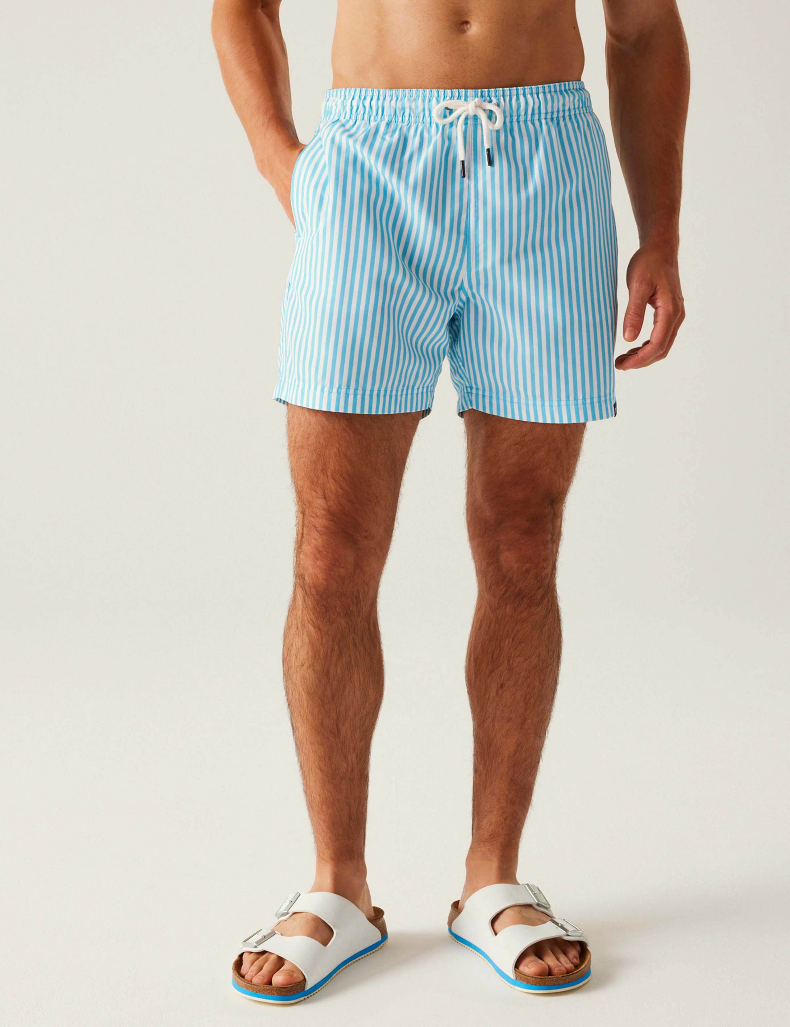 Loras Quick Dry Pocketed Striped Swim Shorts