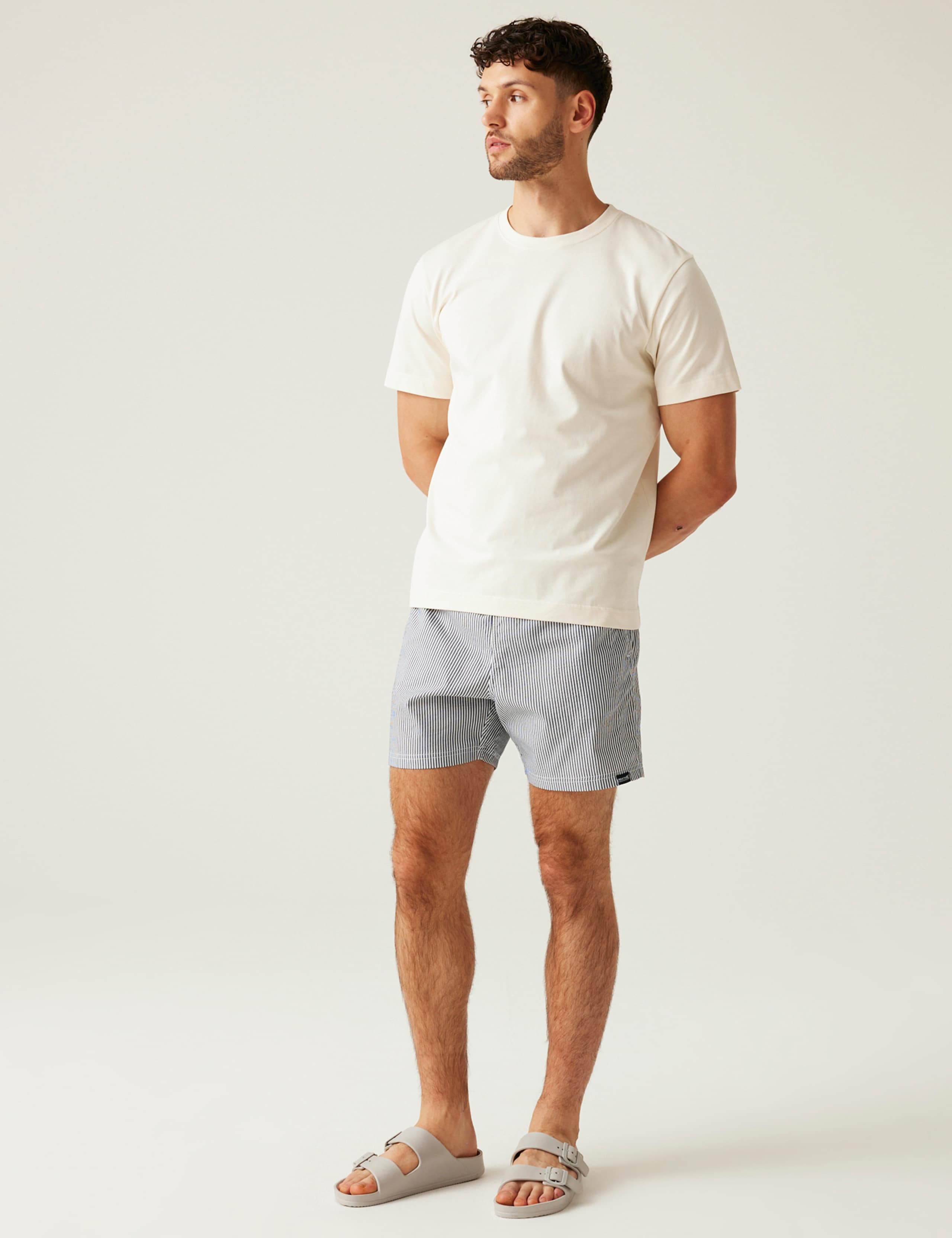 Loras Quick Dry Pocketed Striped Swim Shorts