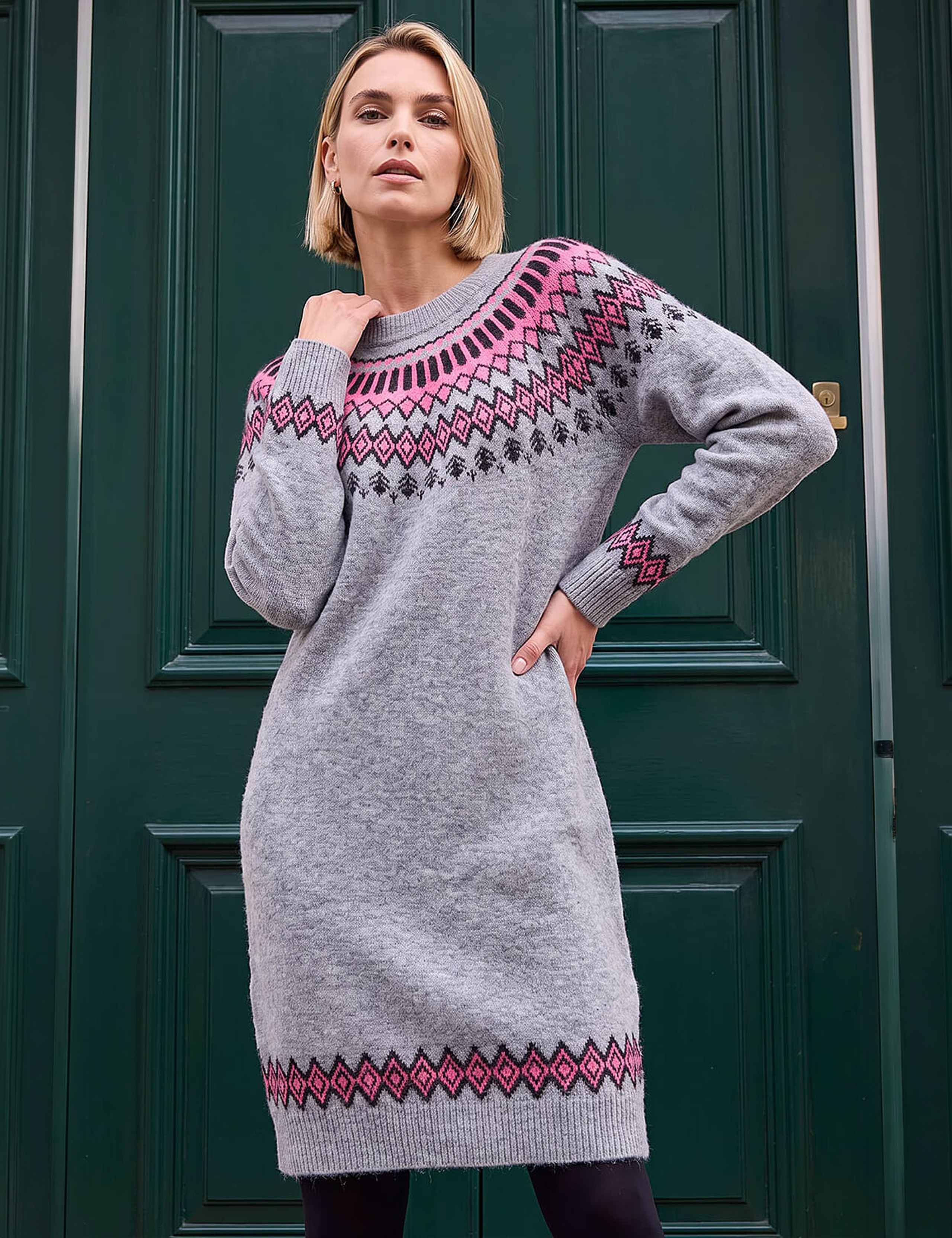 Fairisle Scoop Neck Jumper Dress