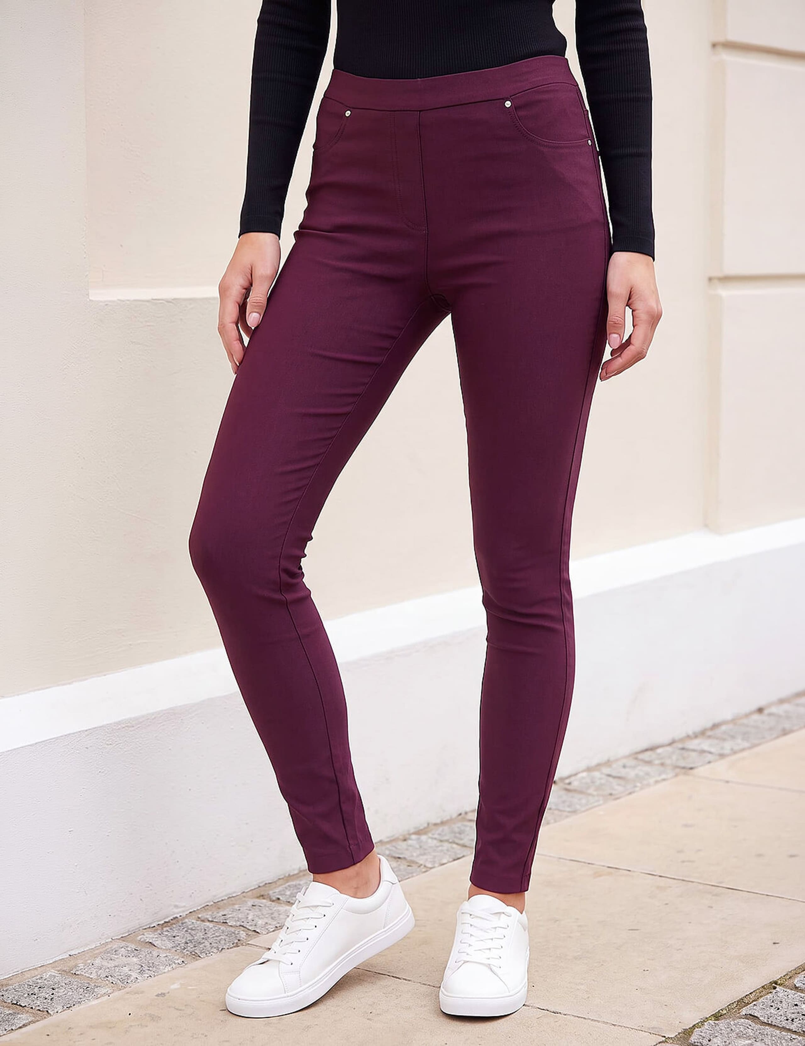Fleece Backed Slim Leg Pull On Jeans
