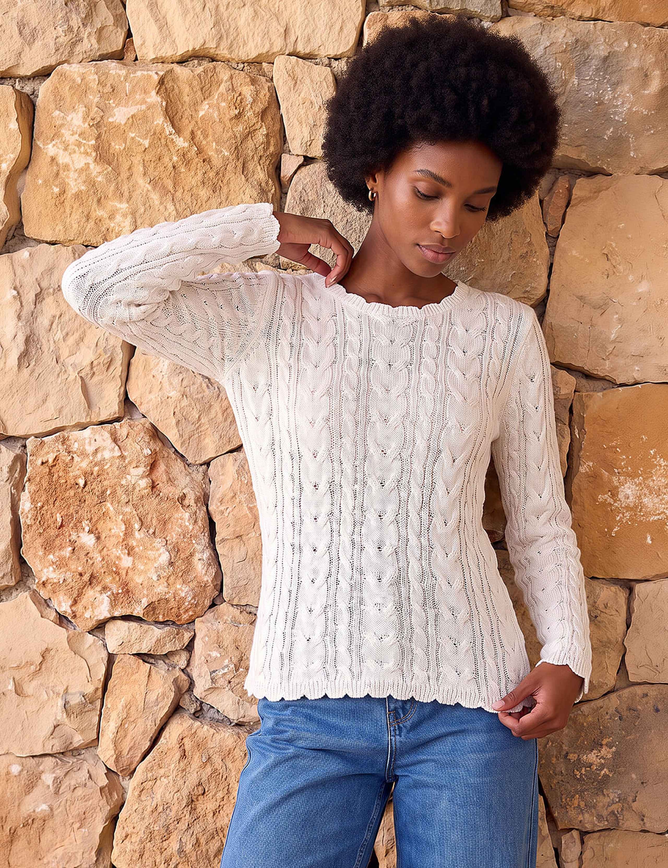 Cable Knit Scallop Edge Jumper