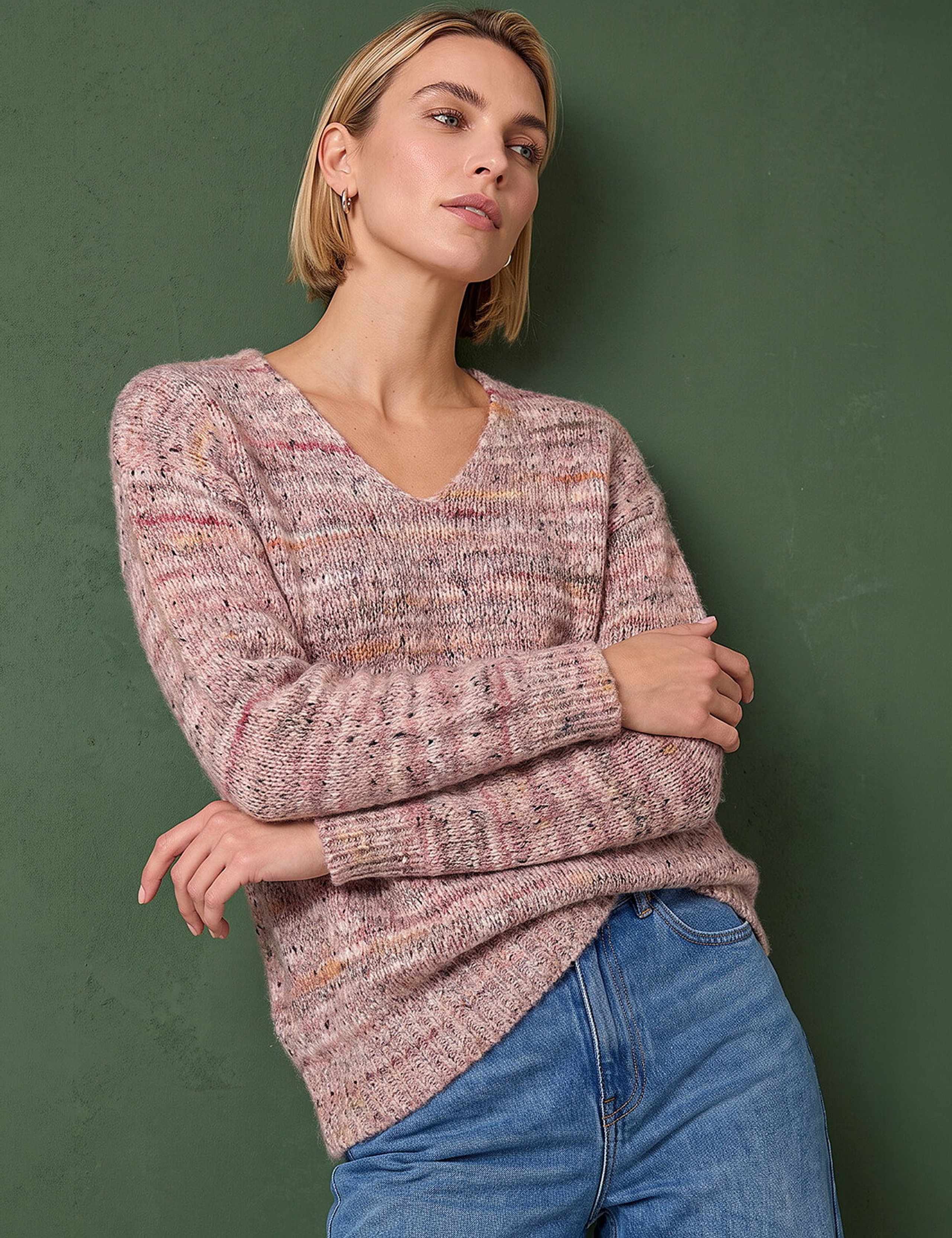 Shimmer V Neck Knitted Jumper