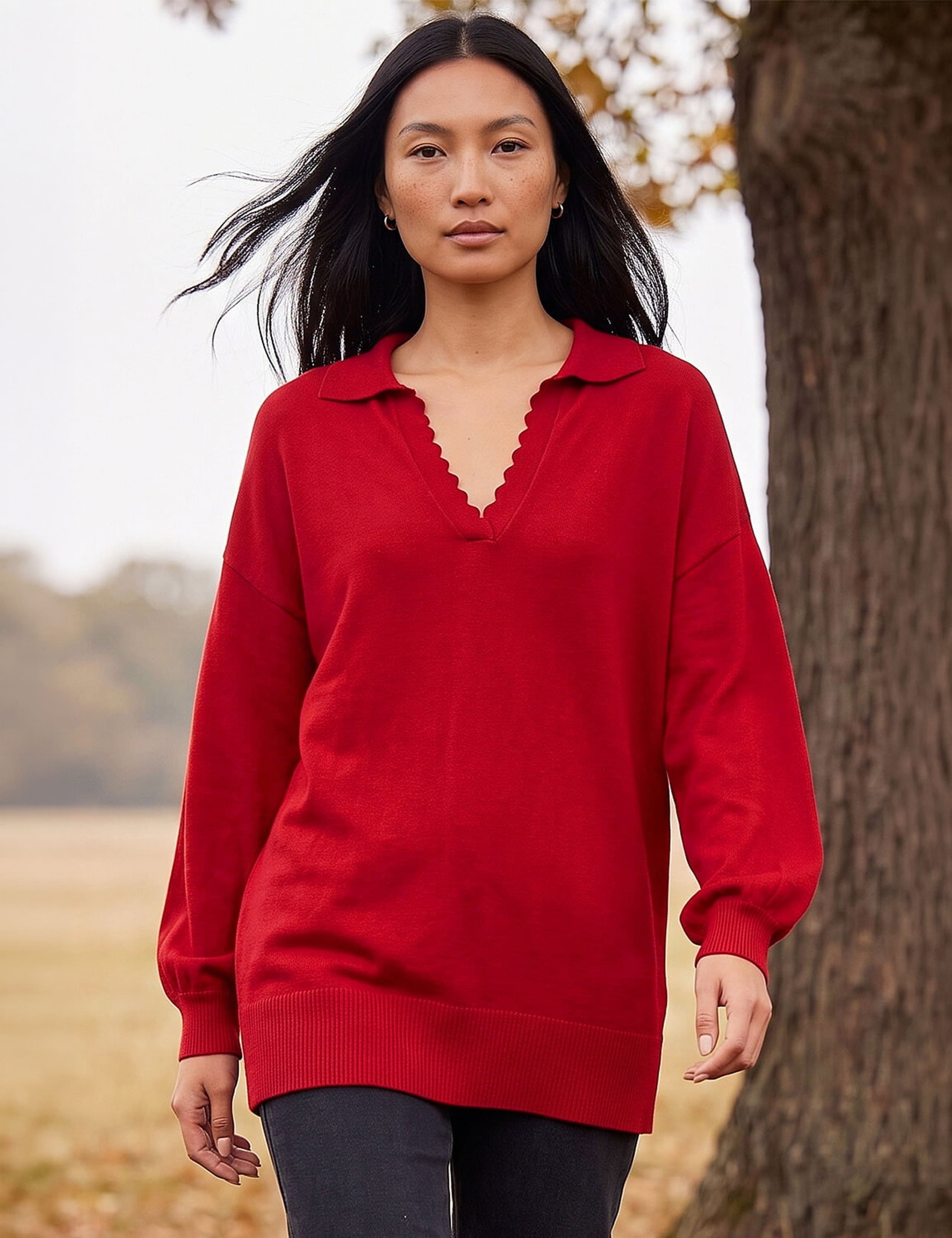 Collared V Neck Boyfriend Jumper