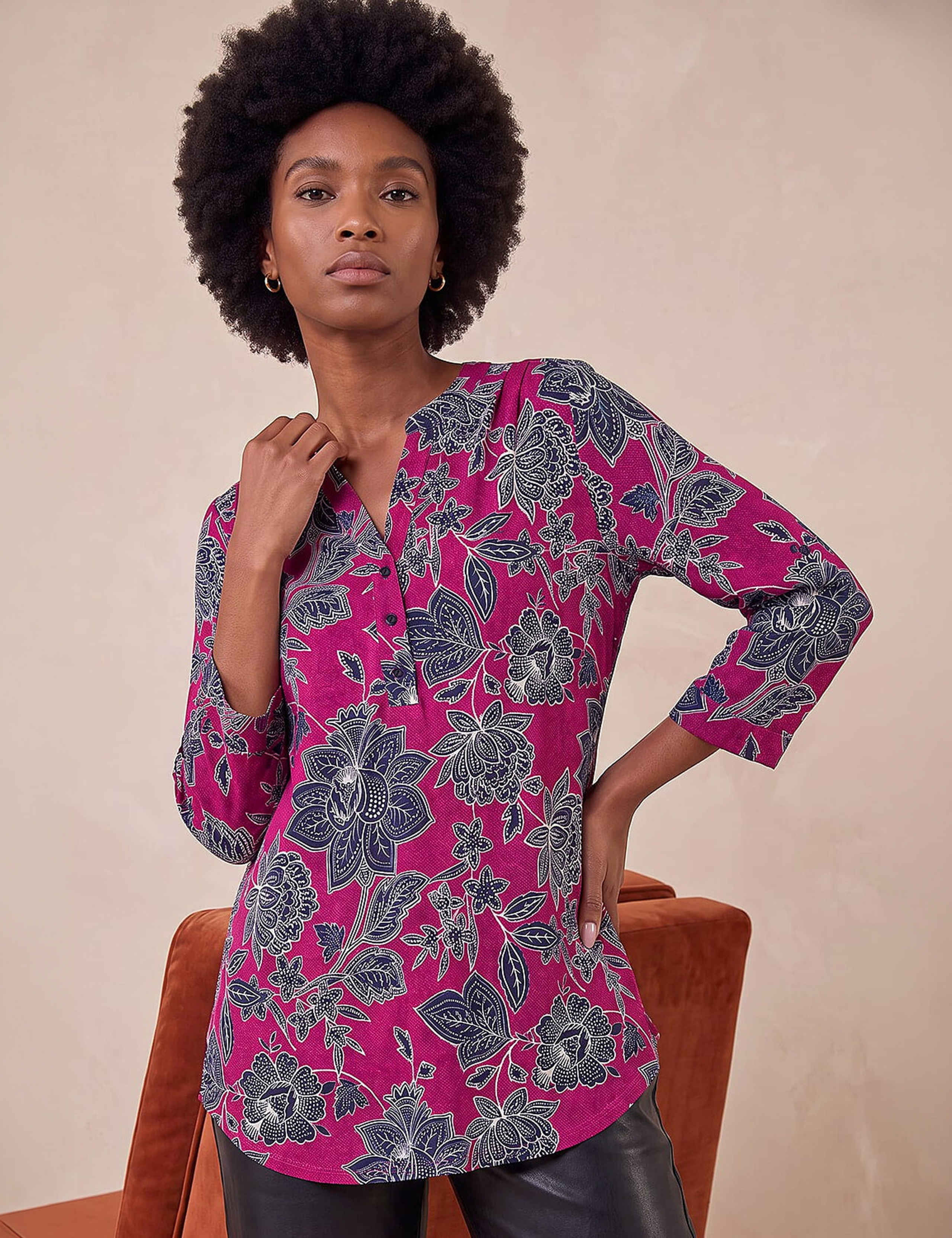 Floral Notch Neck Shirt