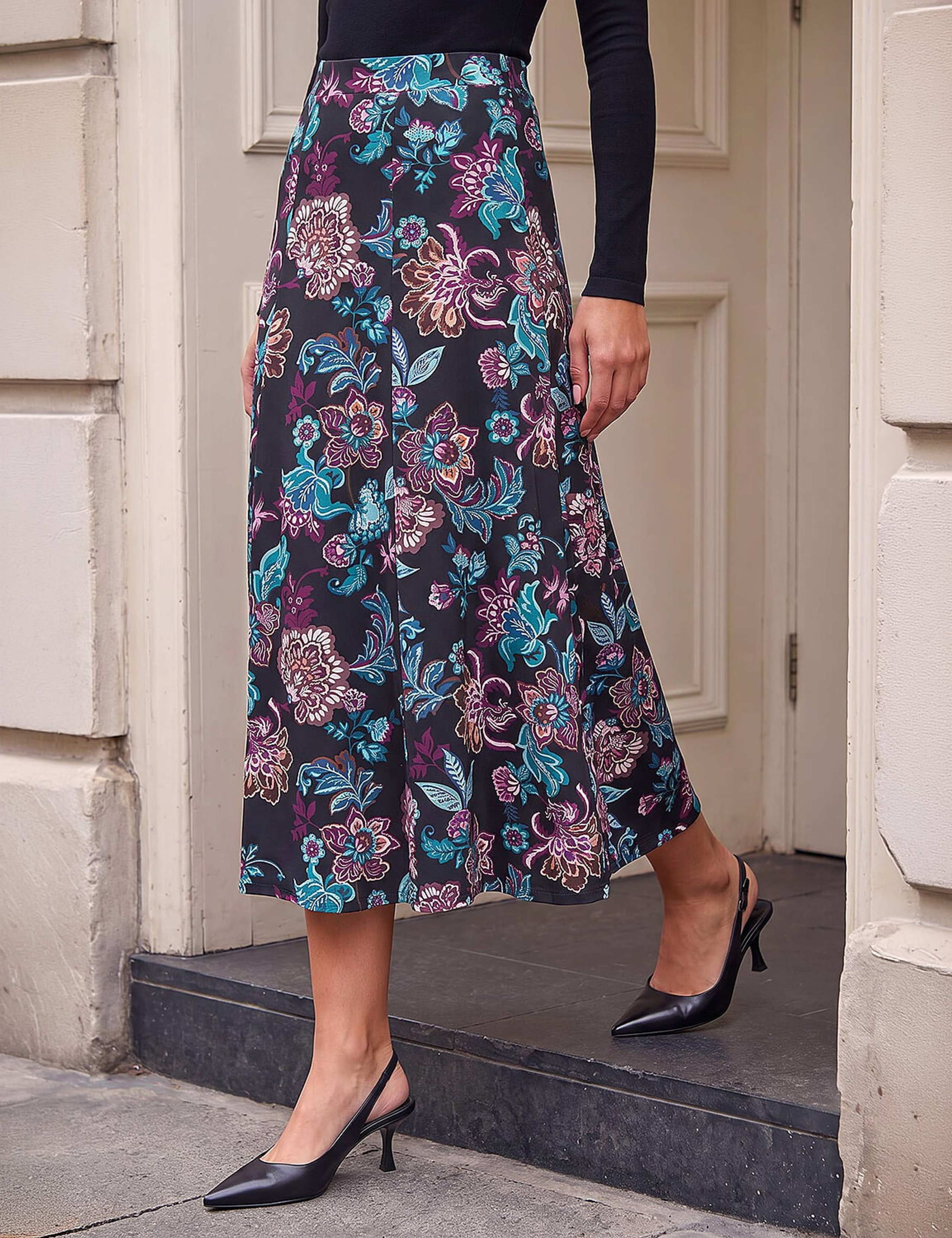Floral Paisley Print Skirt