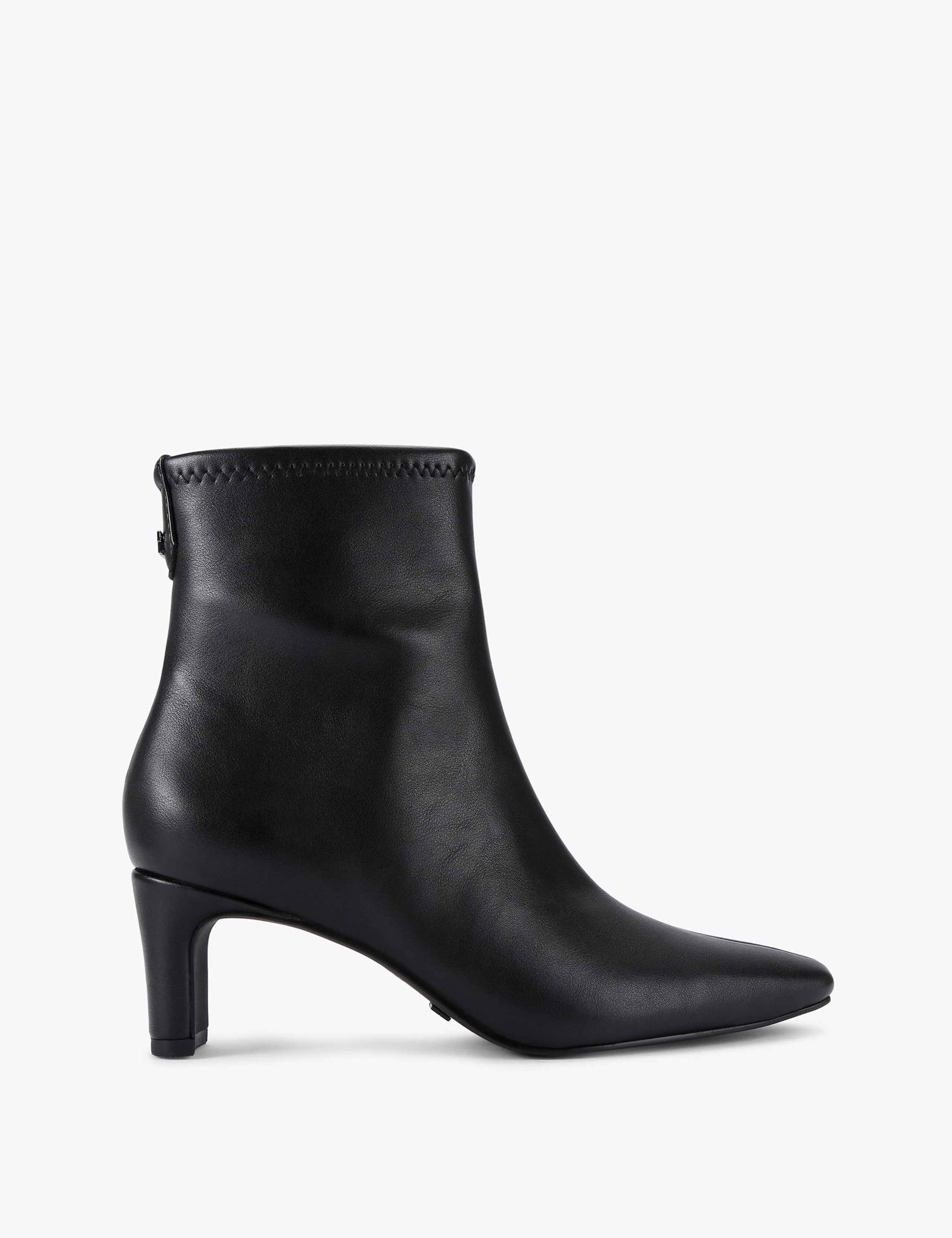 Leather Block Heel Ankle Boots