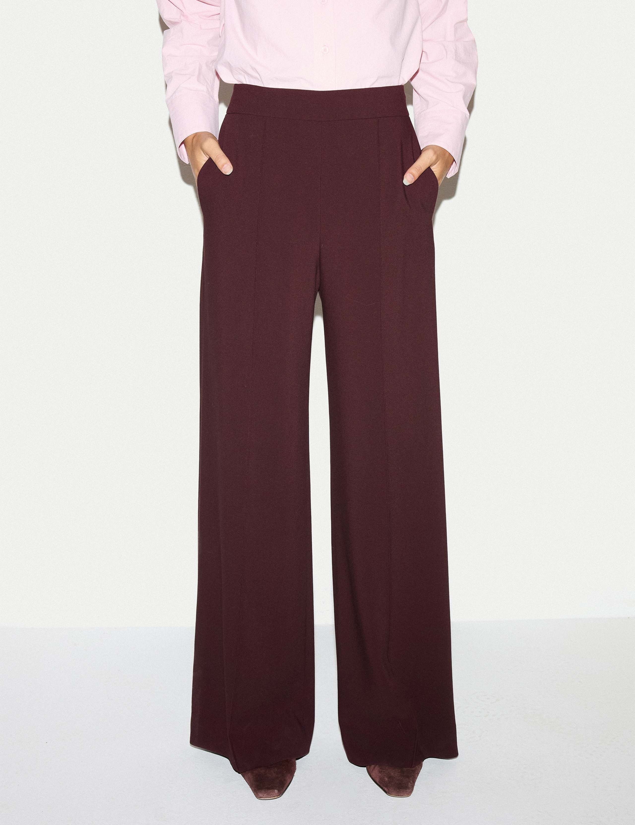 Crepe Wide Leg Trousers