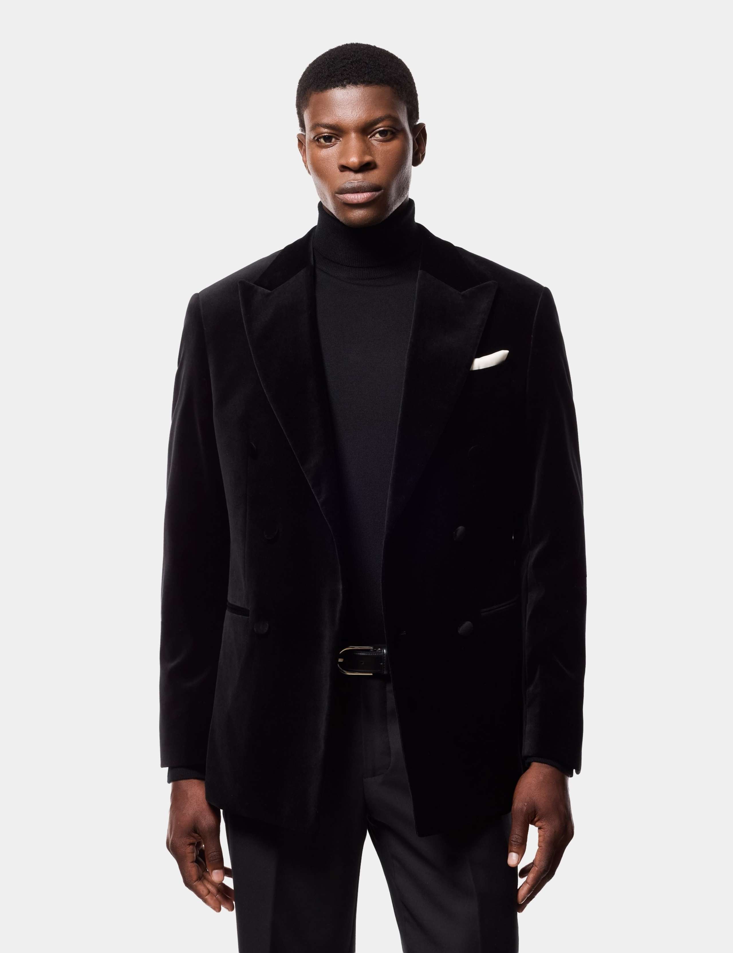 Tailored Fit Cotton Rich Double Breasted Tuxedo Jacket