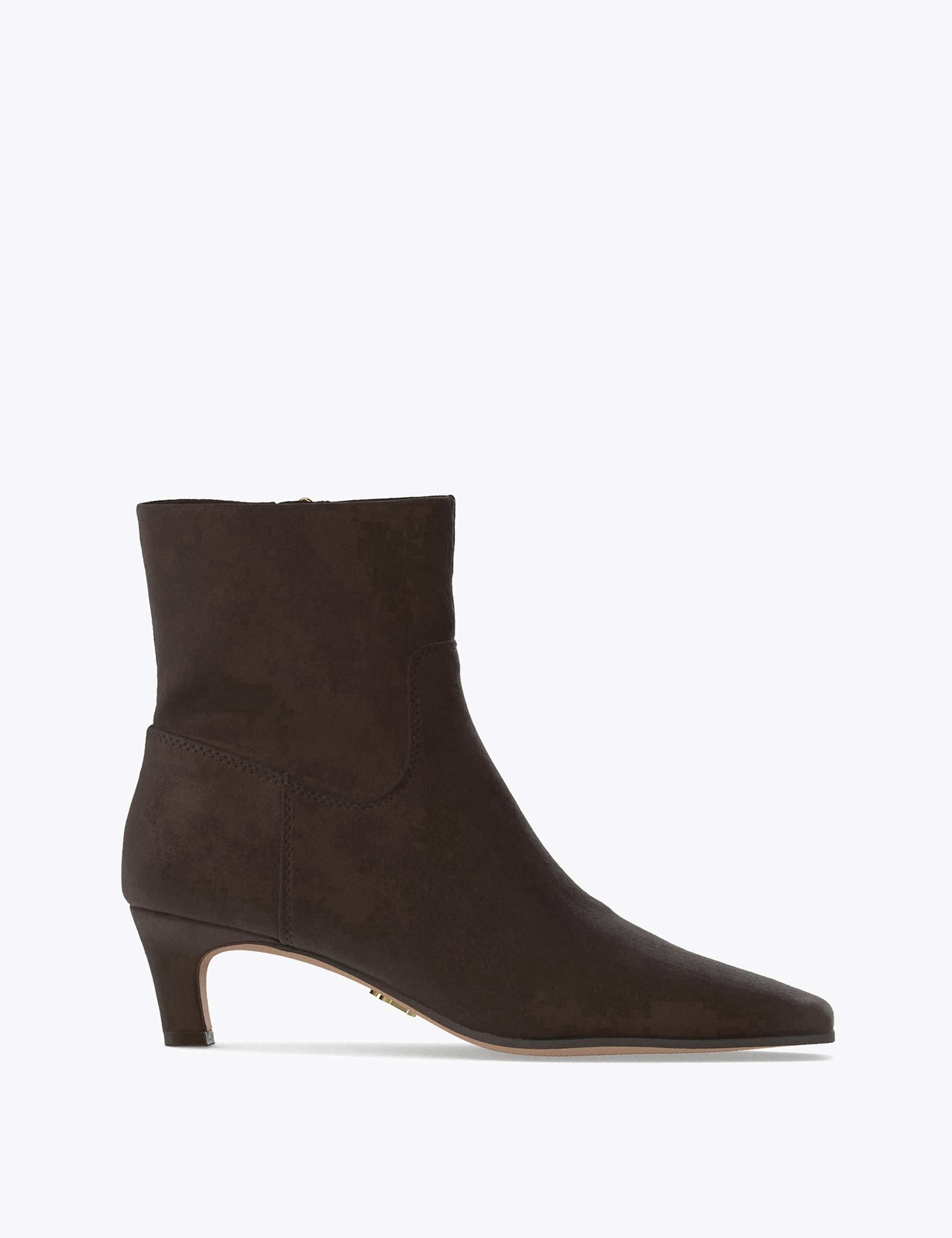 Kitten Heel Pointed Ankle Boots