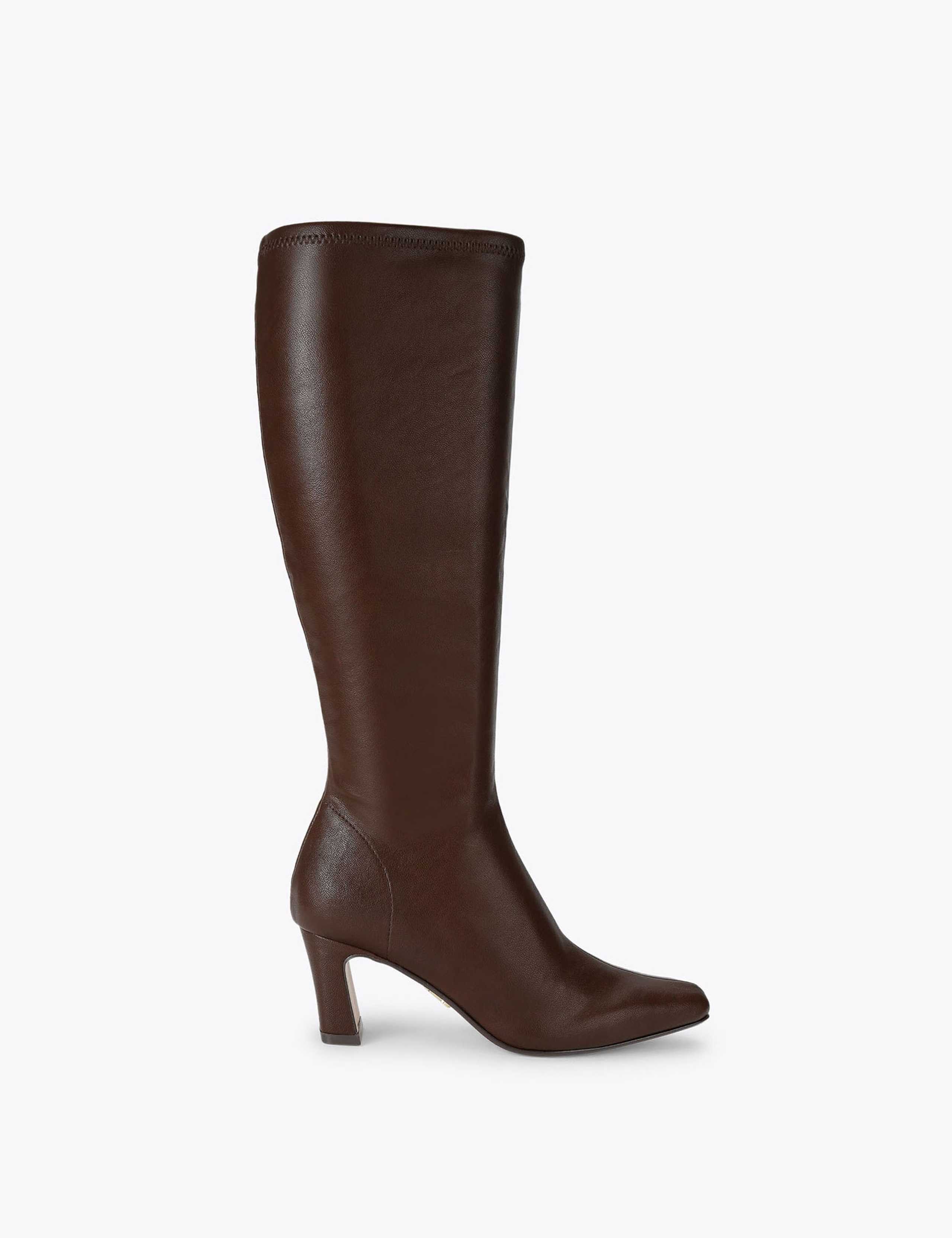 Zip Up Block Heel Knee High Boots