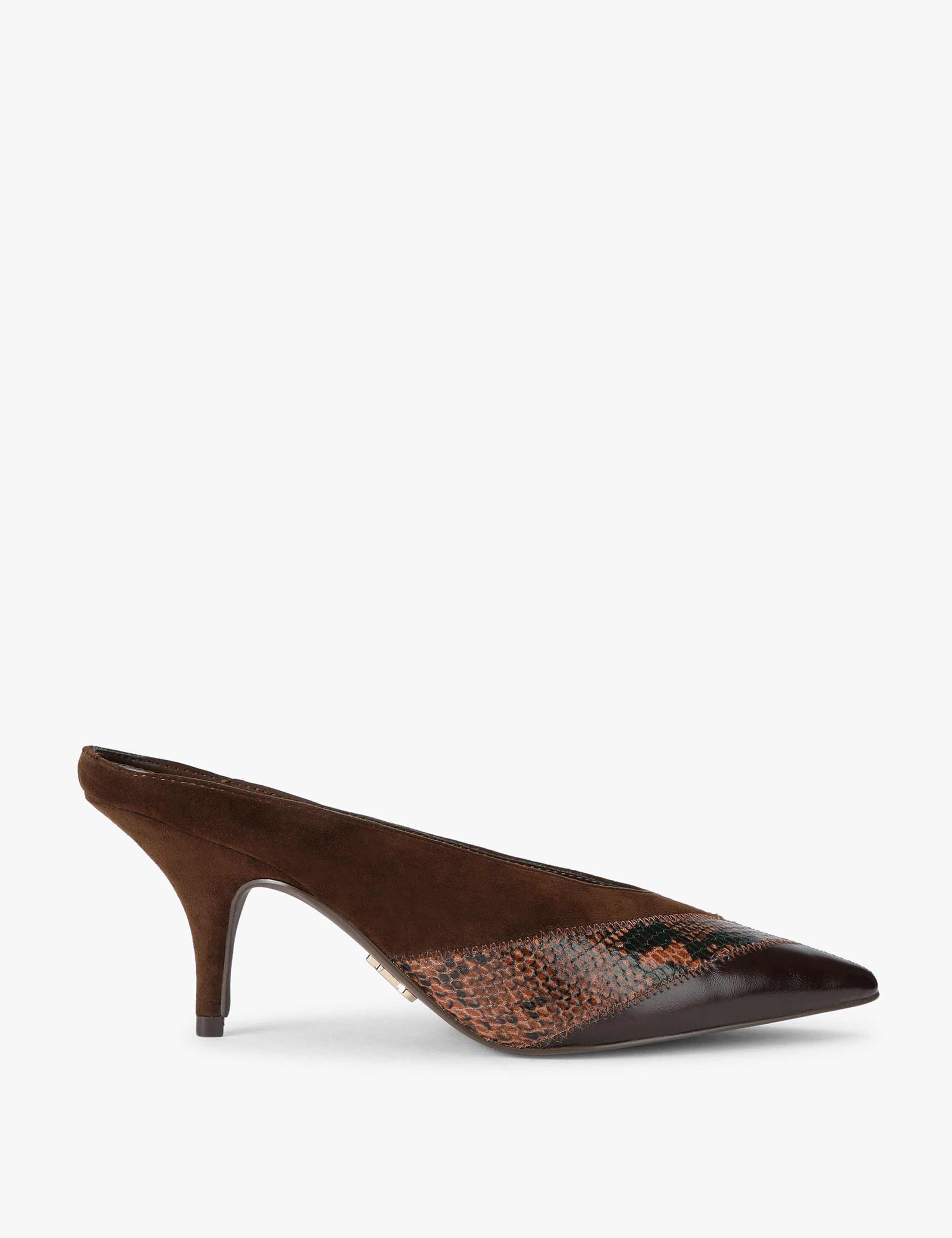 Leather Kitten Heel Pointed Mules