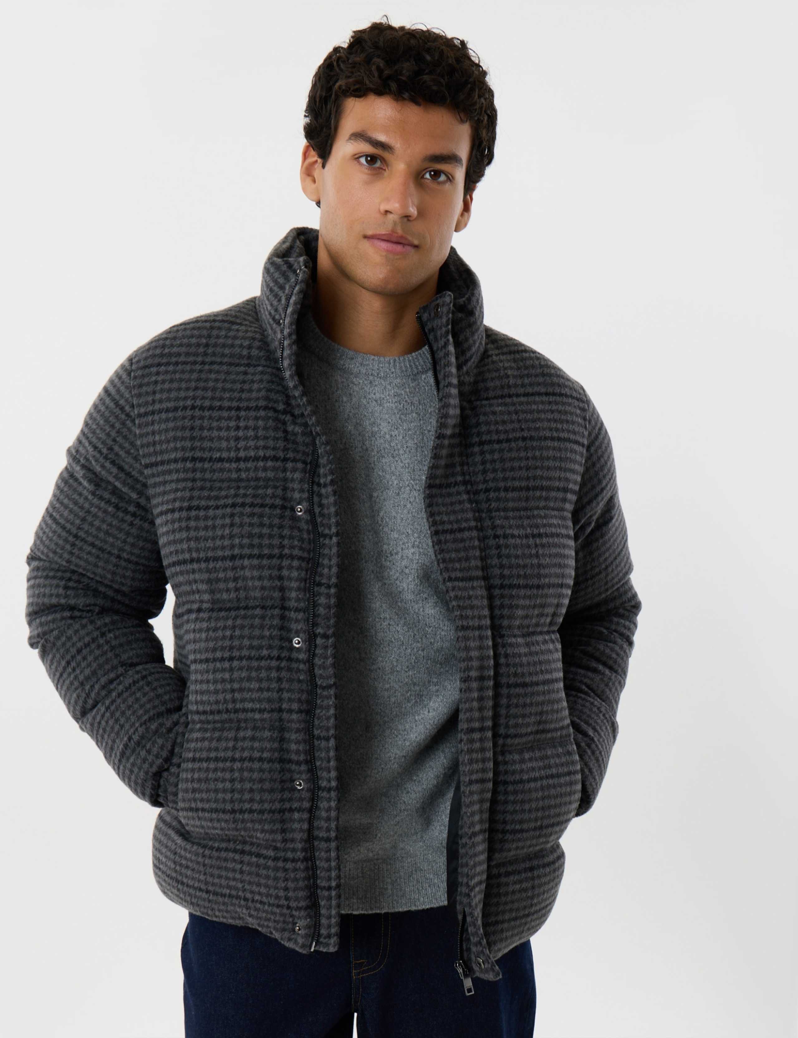Checked Puffer Coat