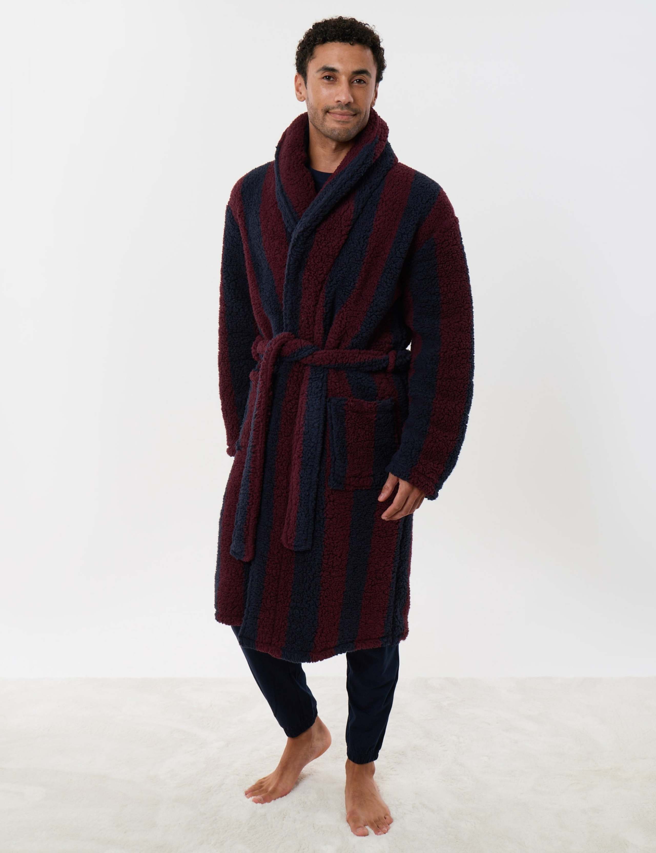 Fleece Striped Dressing Gown