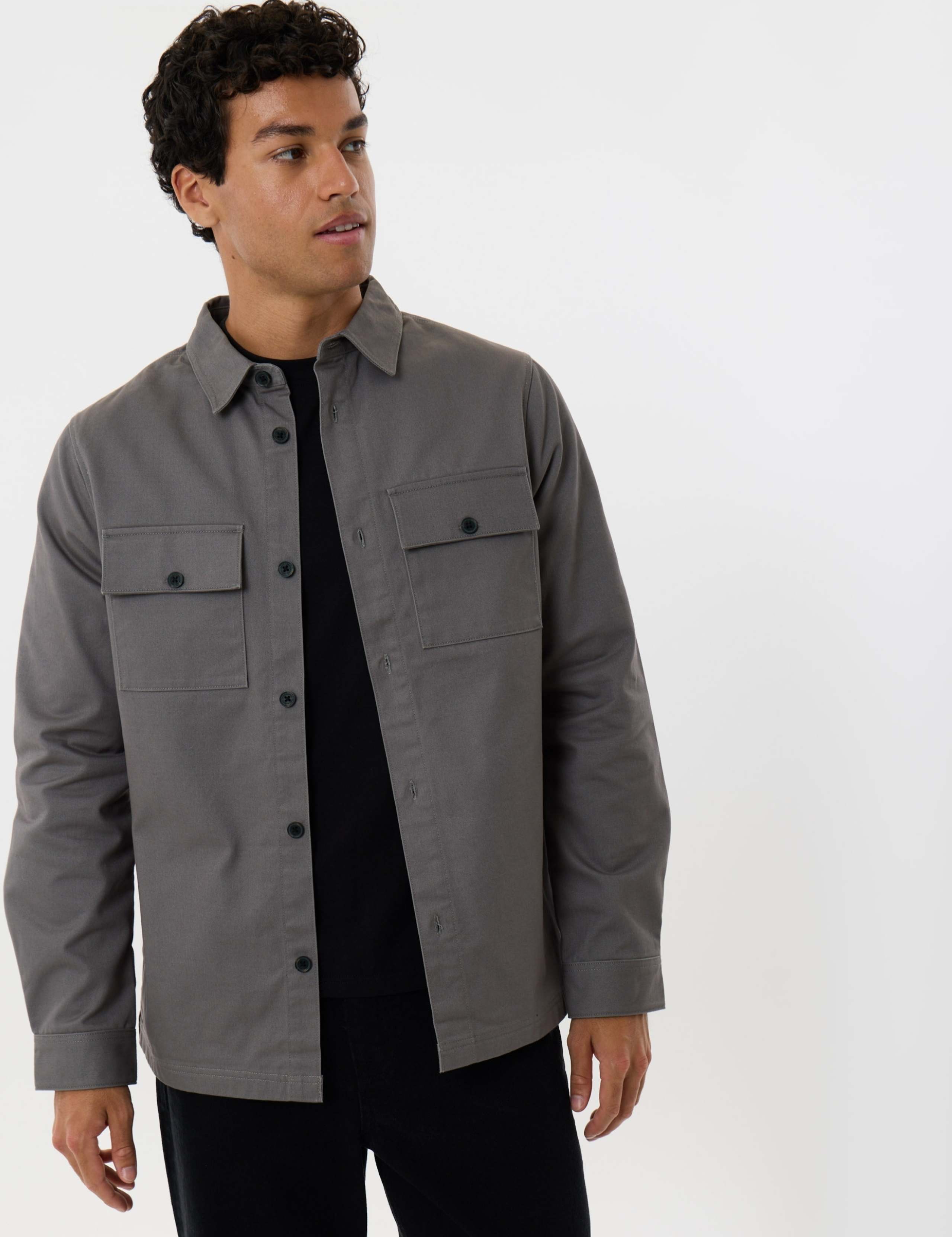 Regular Fit Pure Cotton Twill Shacket