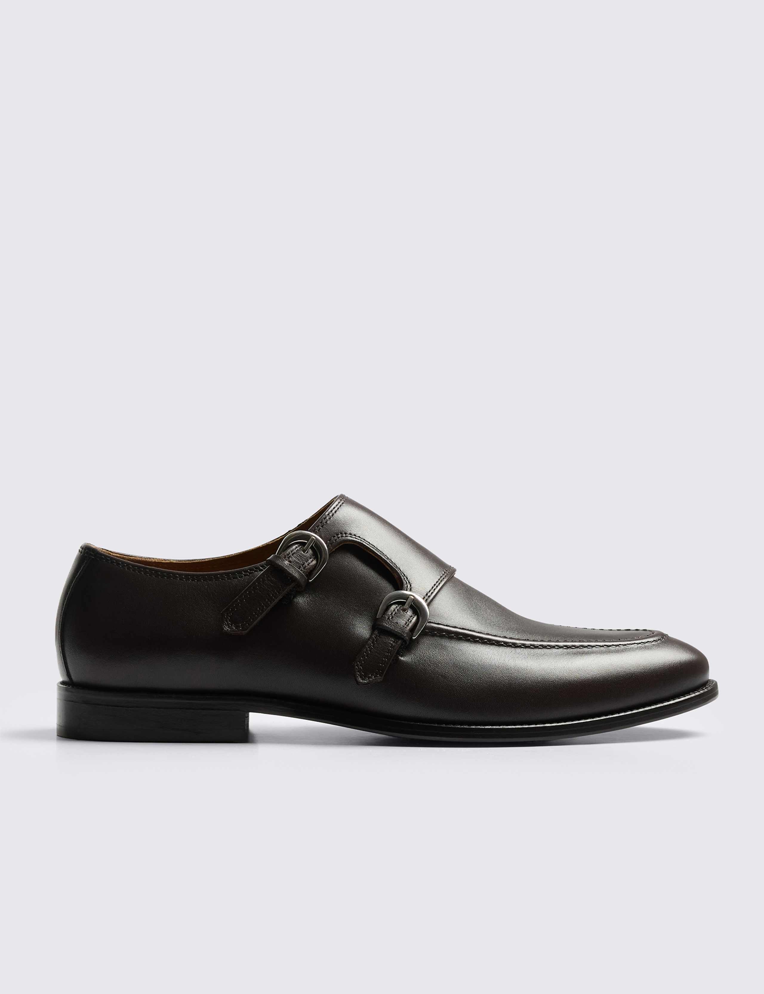 Leather Double Monk Strap Shoes