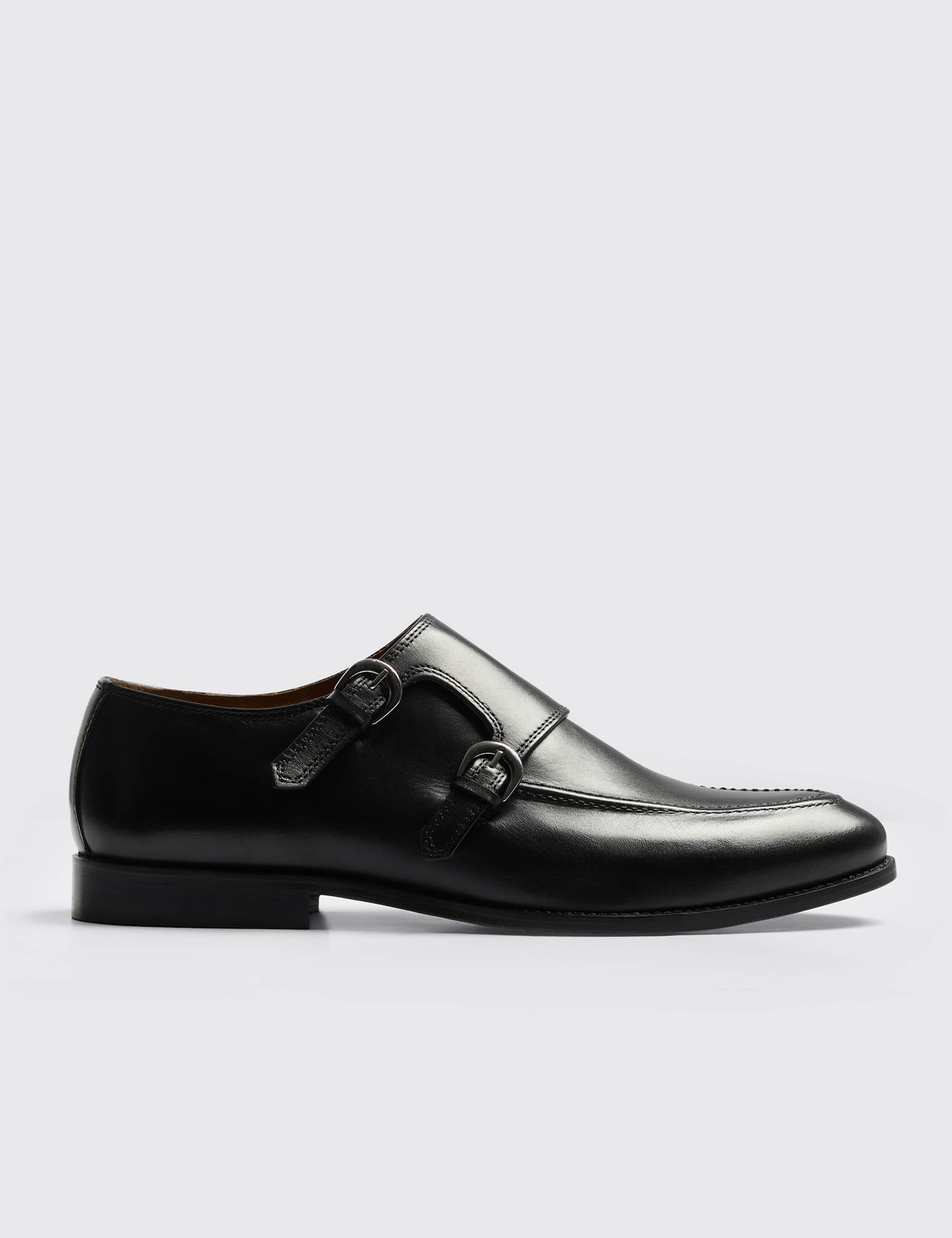 Leather Double Monk Strap Shoes