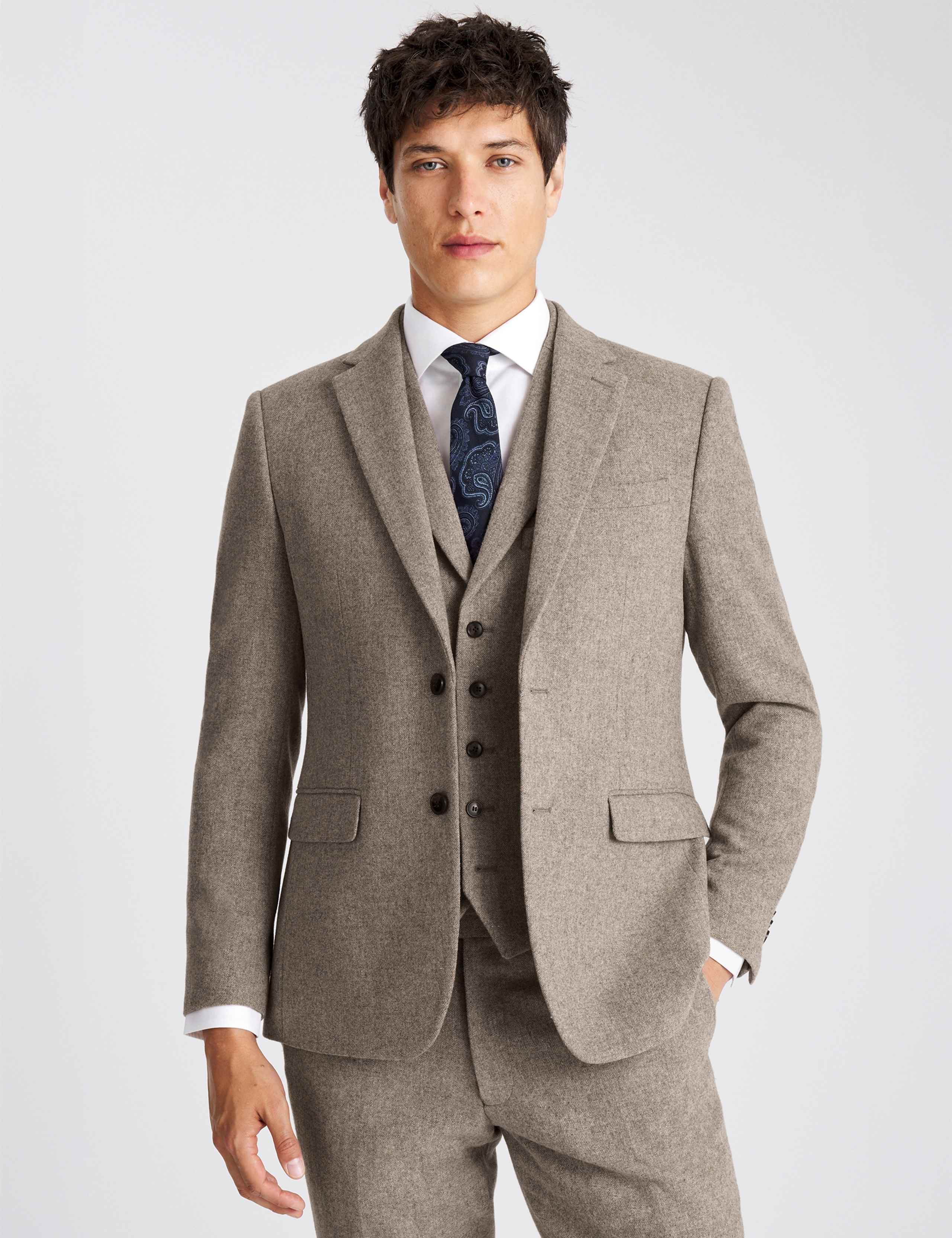 Slim Fit Wool Rich Donegal Tweed Suit Jacket