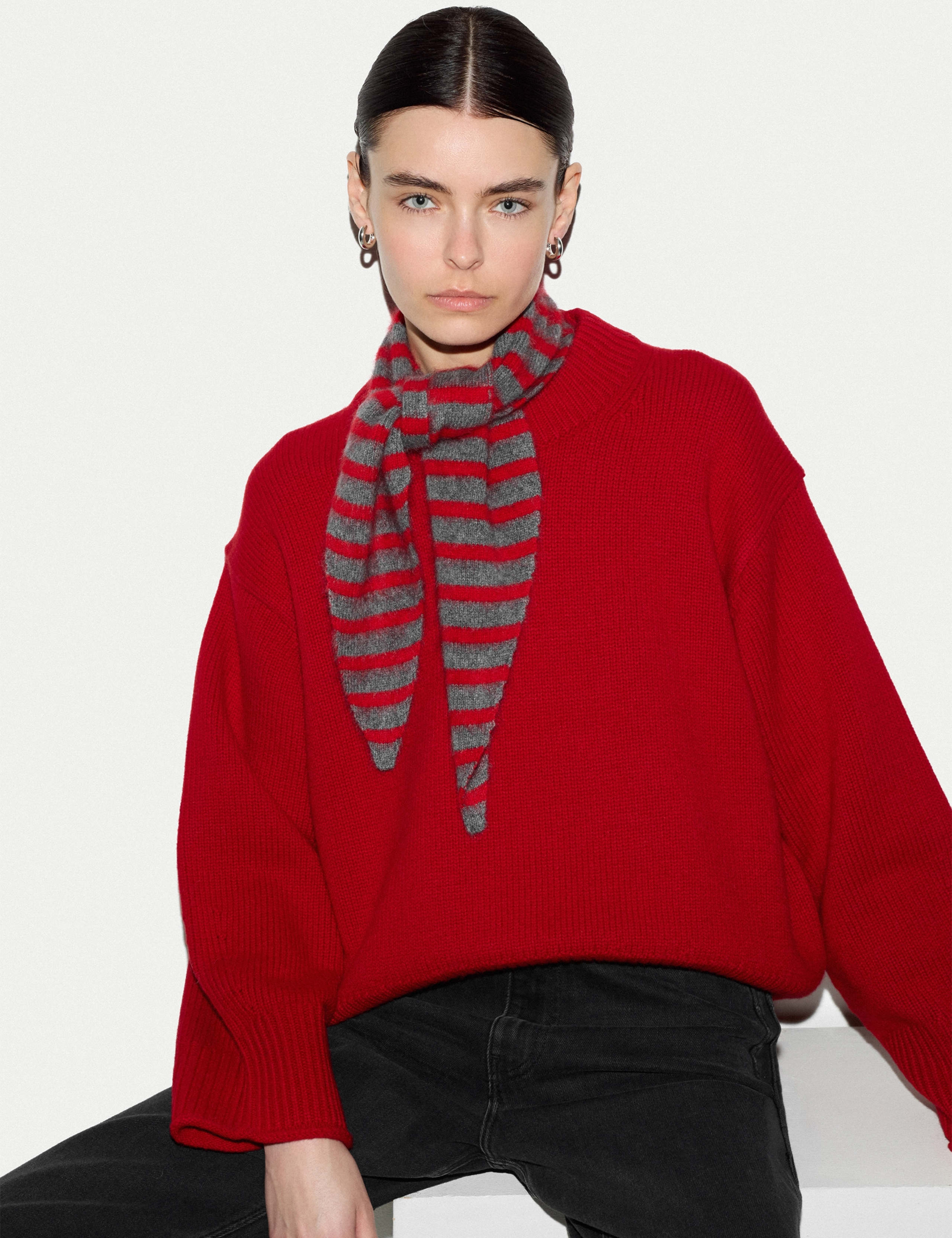 Pure Cashmere Striped Cravat Scarf