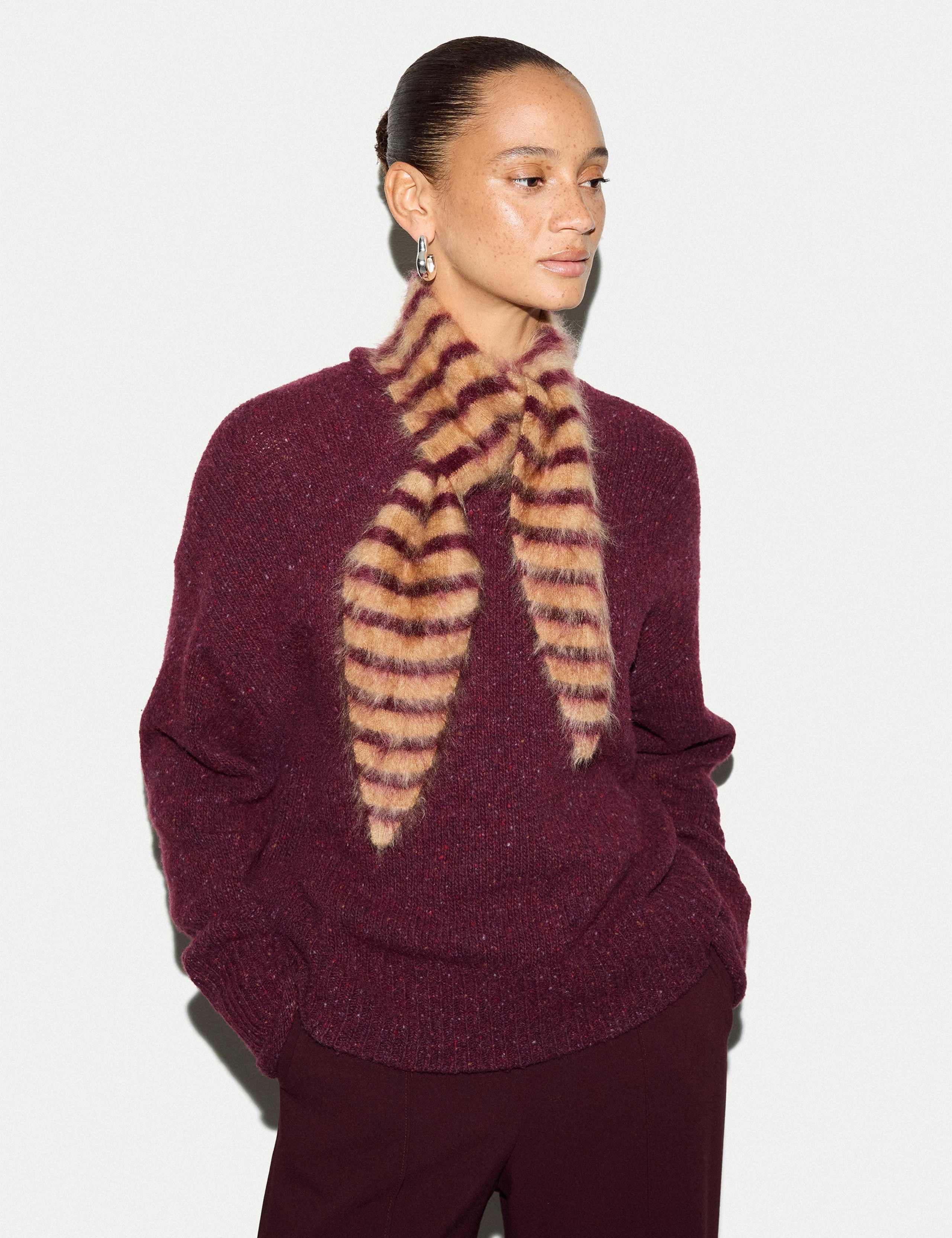 Pure Cashmere Striped Cravat Scarf