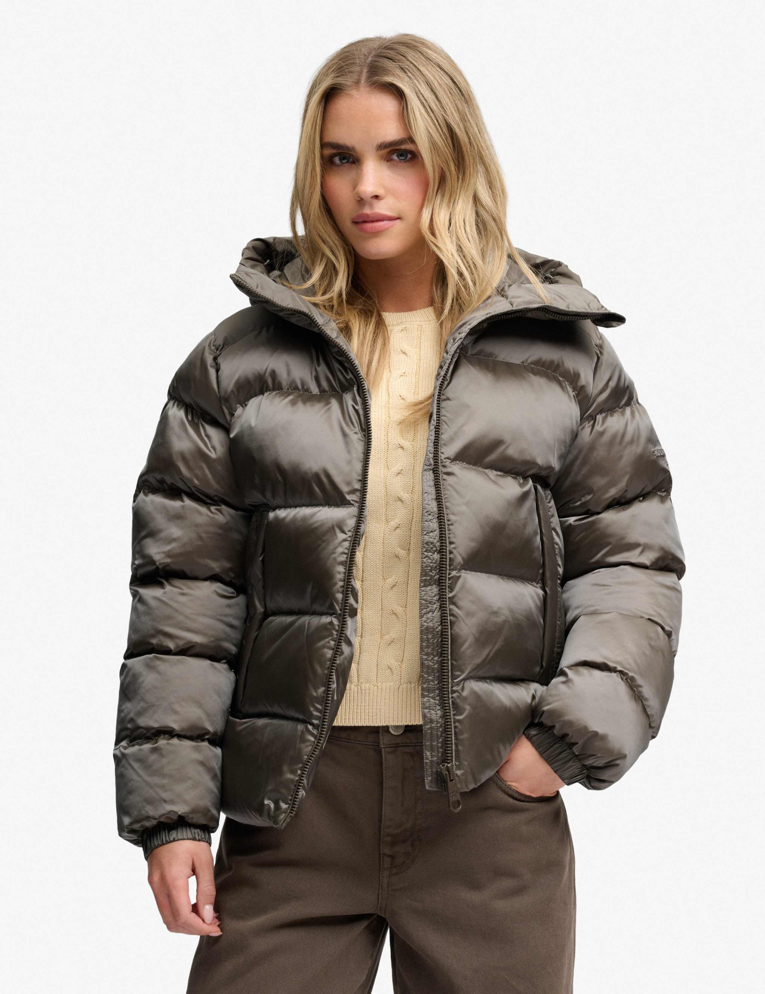 High Shine Padded Hooded Puffer Jacket