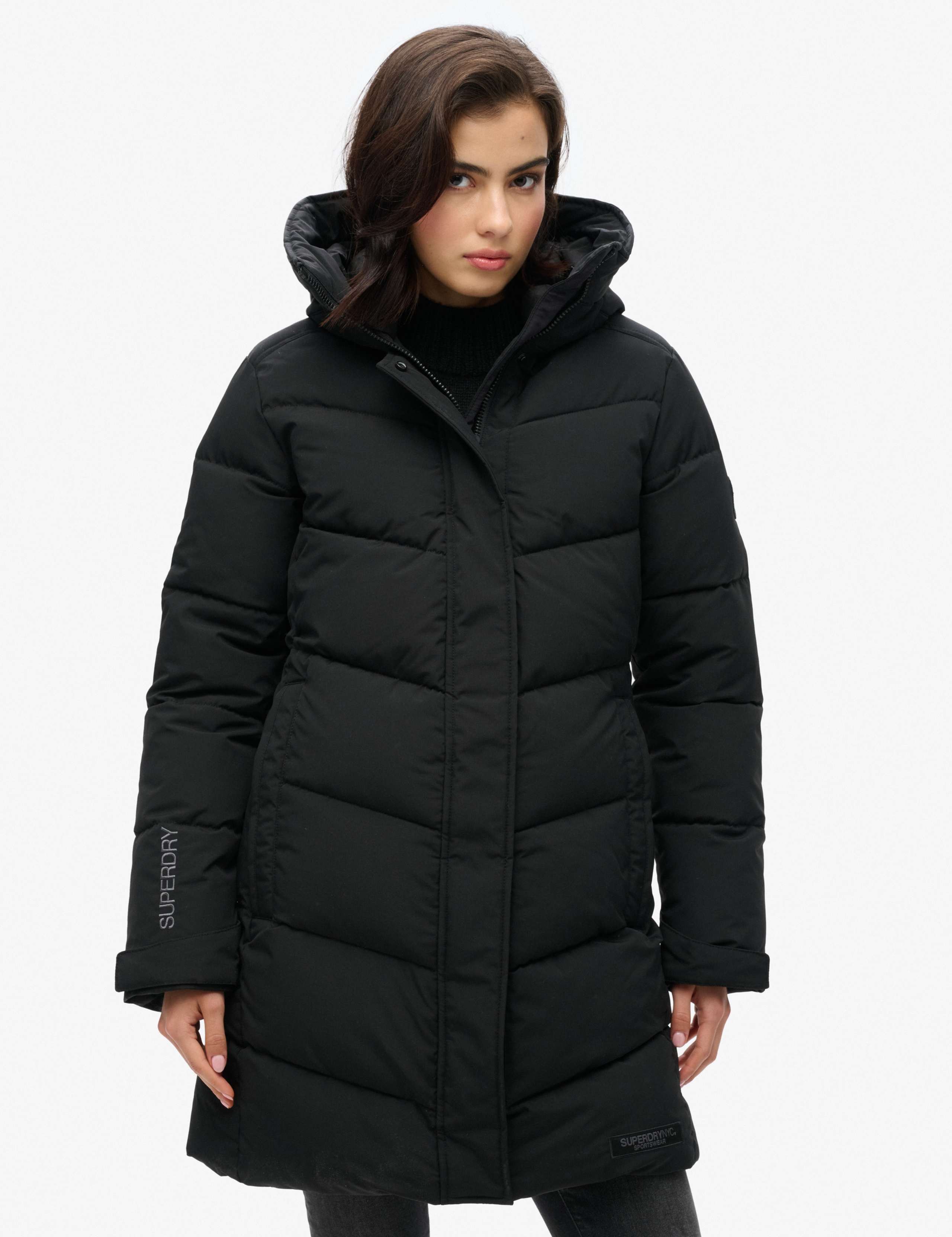 Padded Hooded Longline Parka Coat