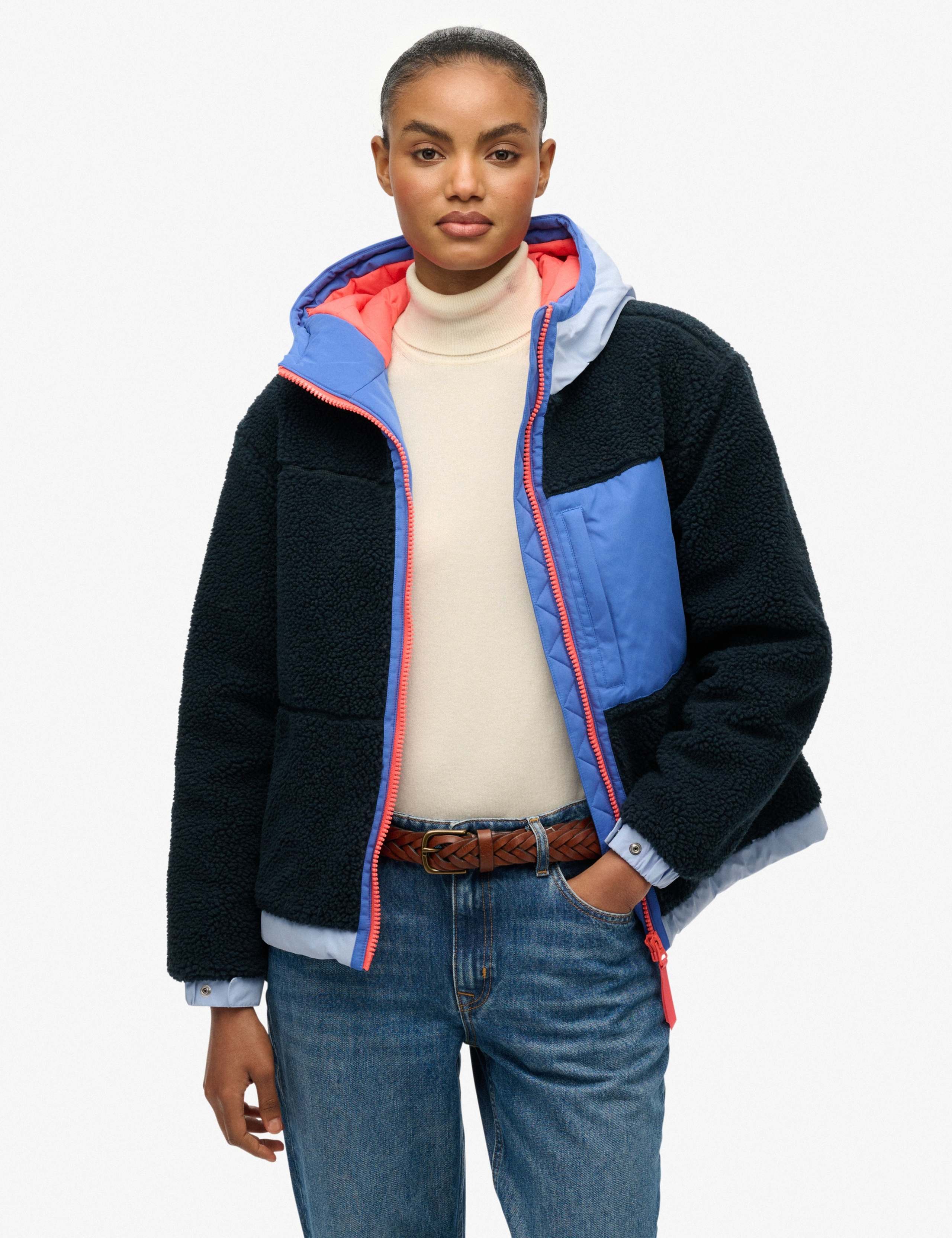 Padded Hooded Colour Block Jacket
