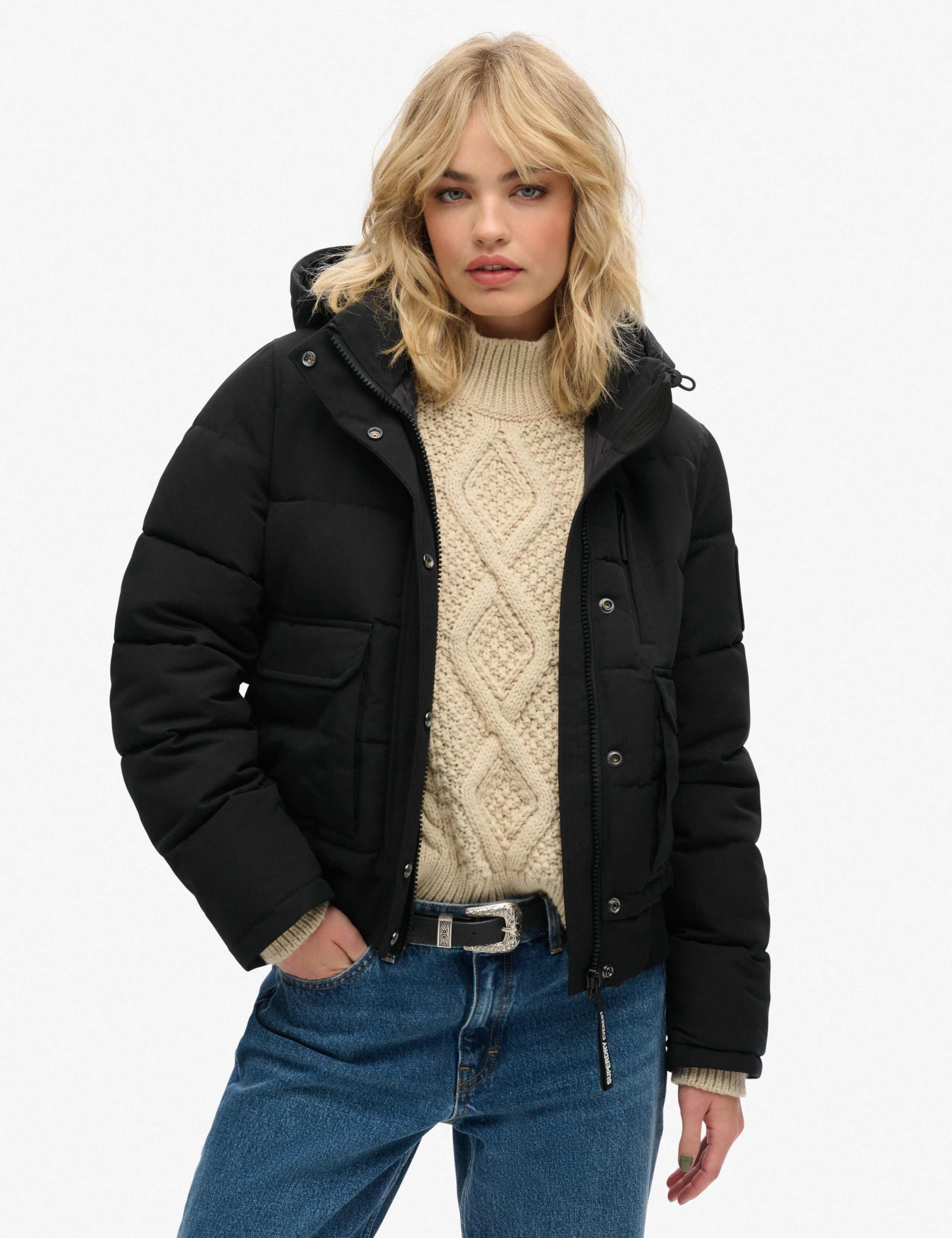 Padded Hooded Borg Lined Bomber Jacket