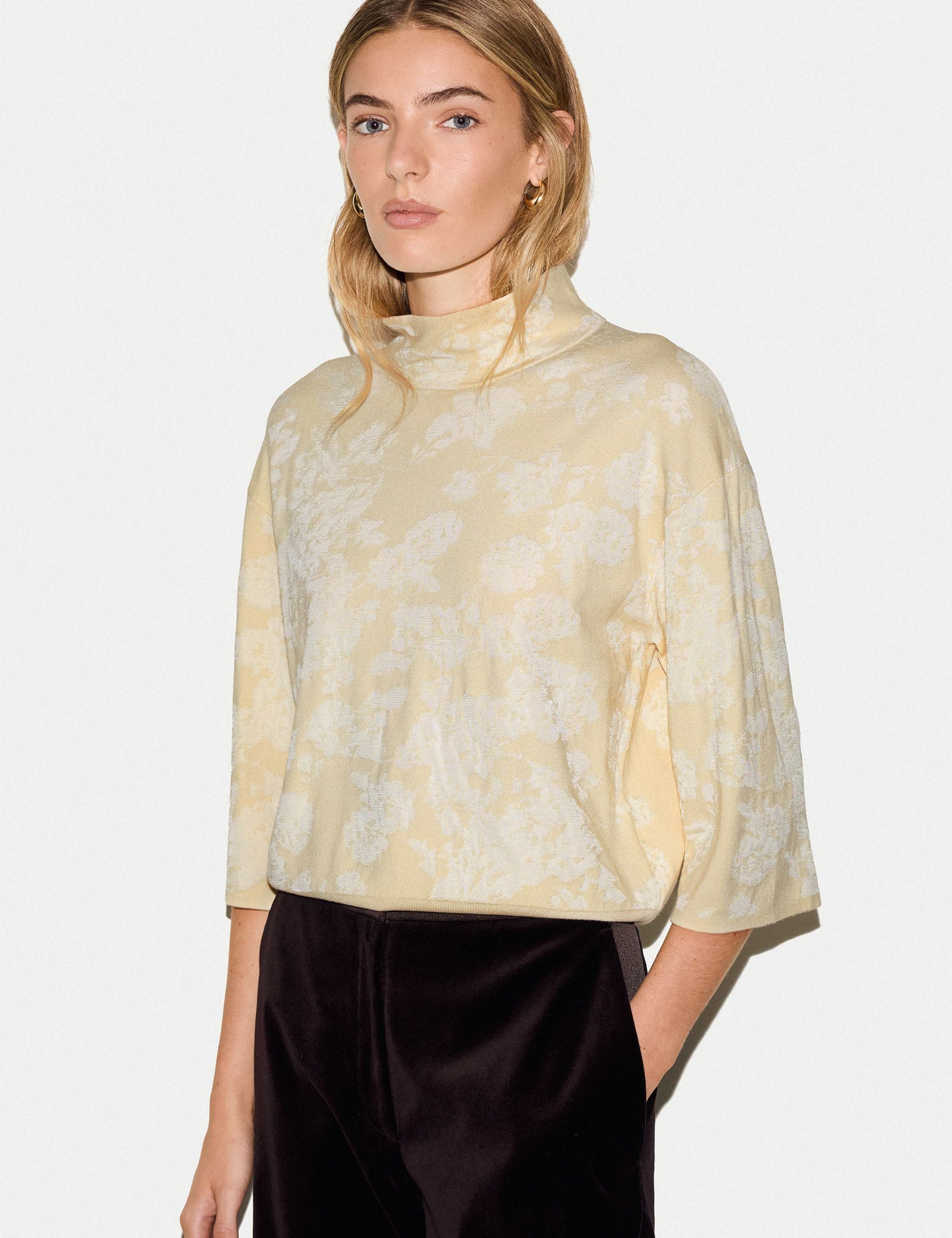 Jacquard High Neck Relaxed Fit Top
