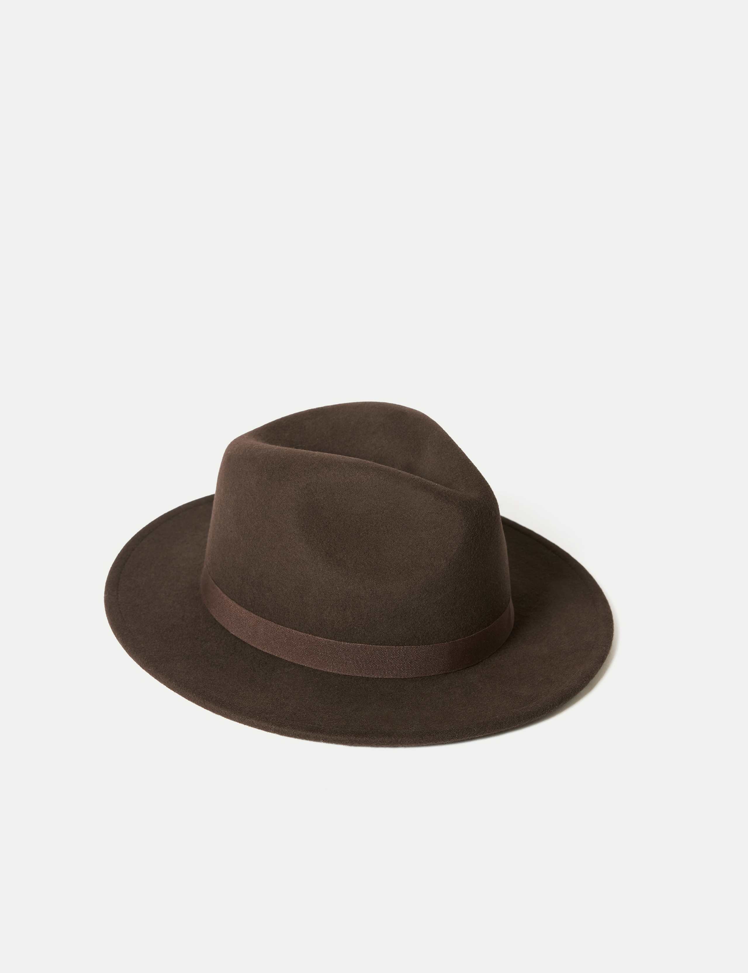 Pure Wool Band Trim Fedora Hat