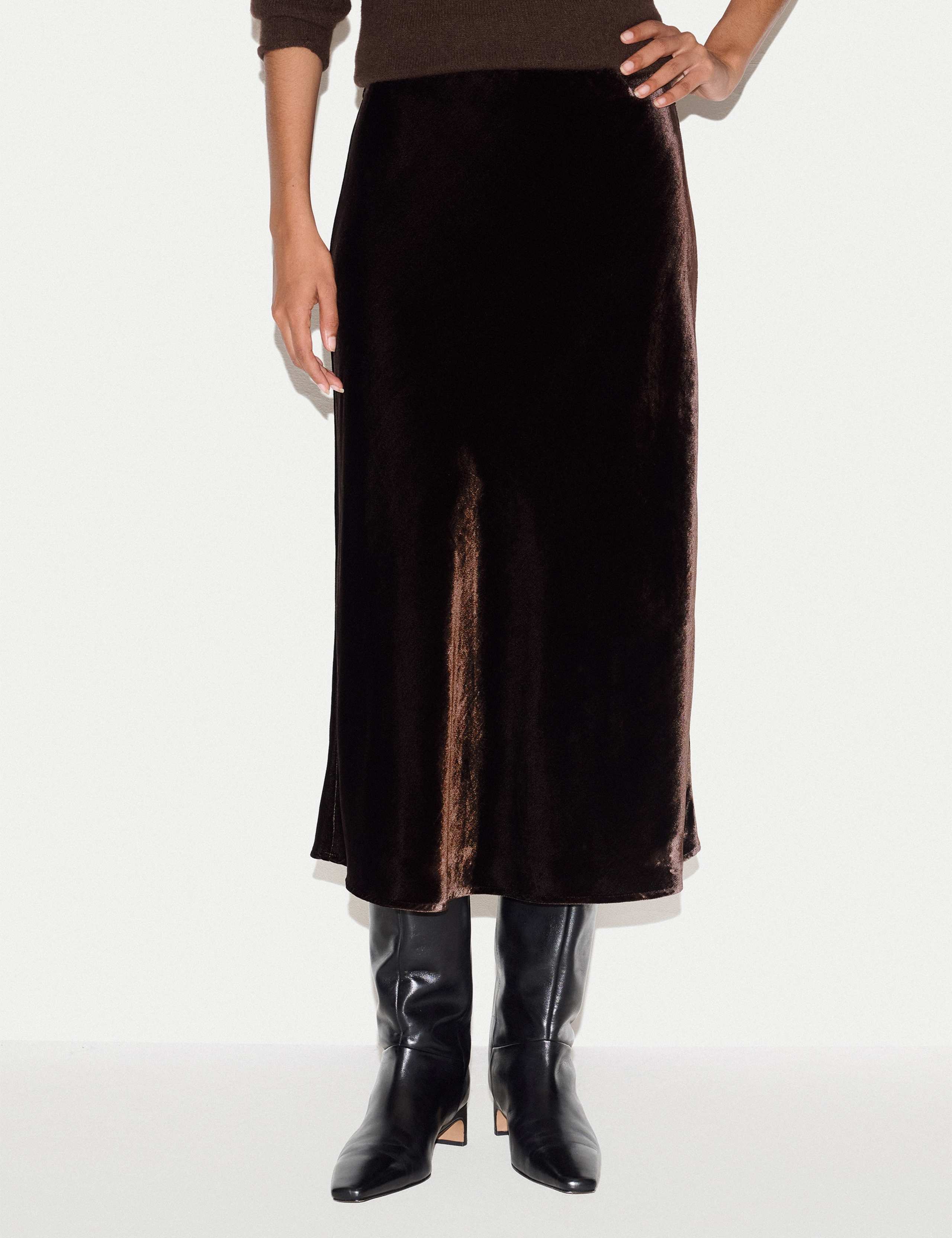 Velvet Midi Slip Skirt