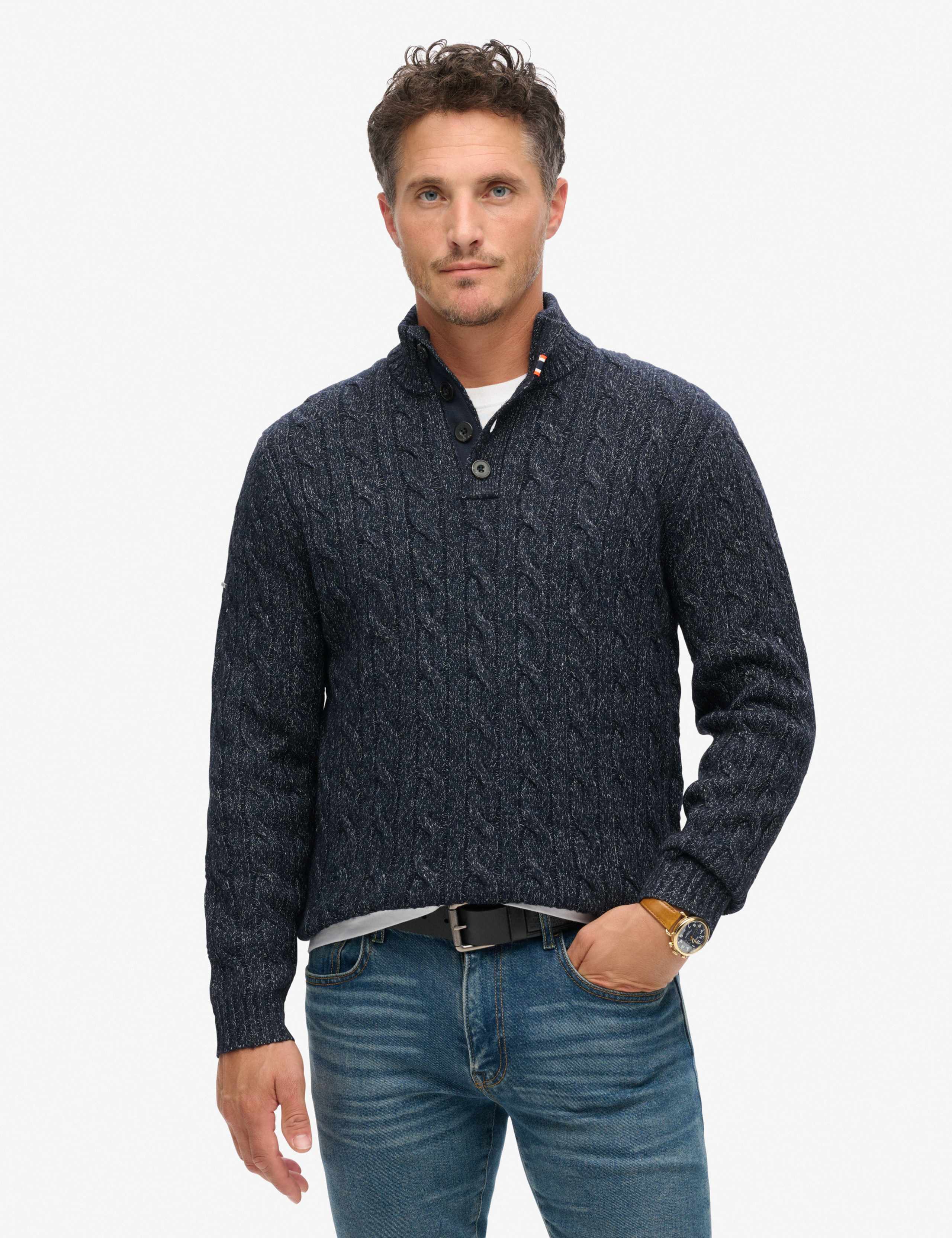 Cable Button Neck Jumper